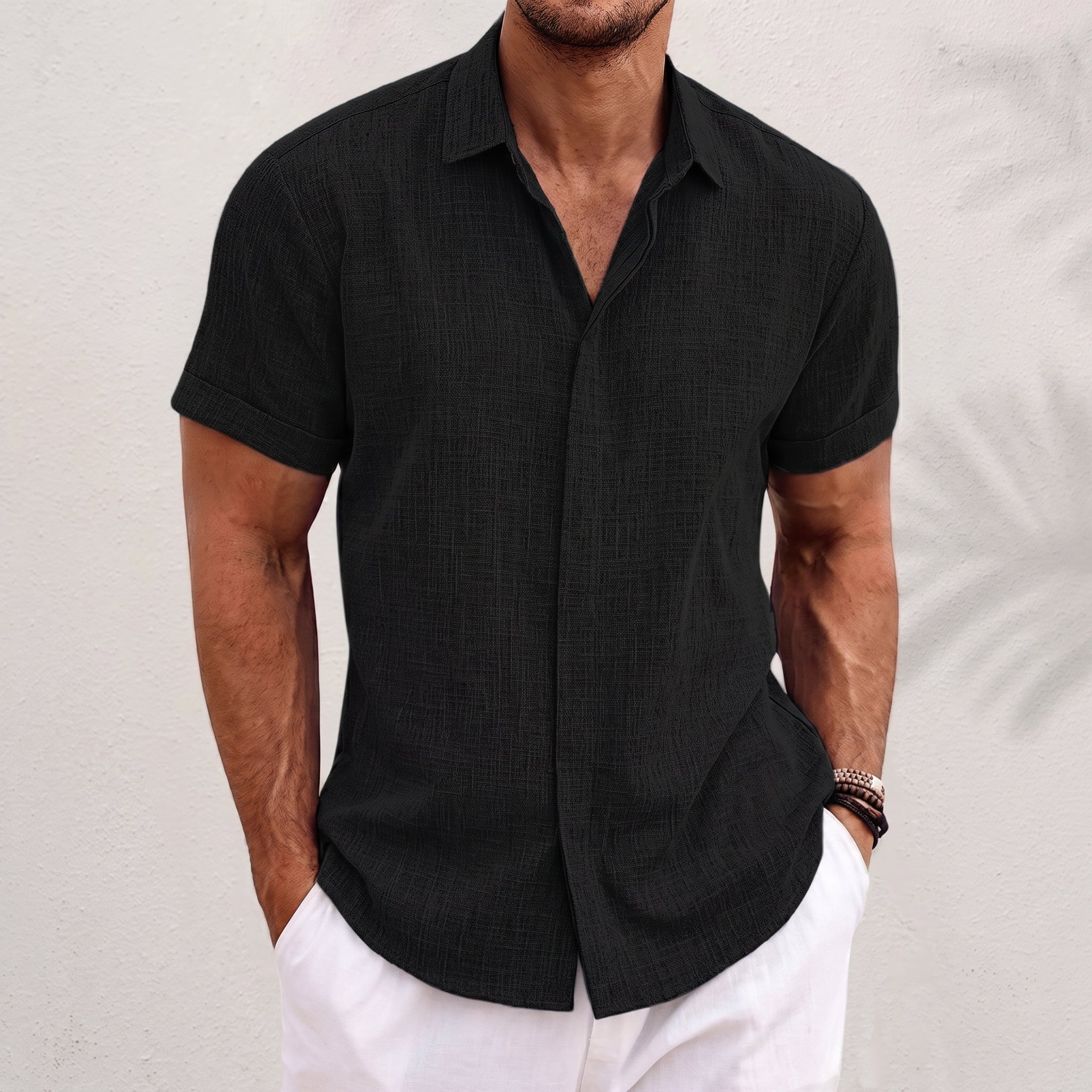 Robert - Men's Summer Concealed Placket Short Sleeve Shirt