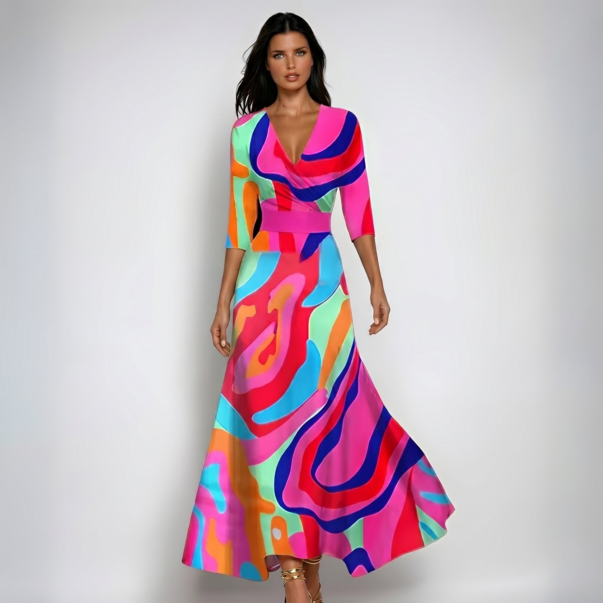 Aloisia - Women's Summer Bold Print Wrap Midi Dress