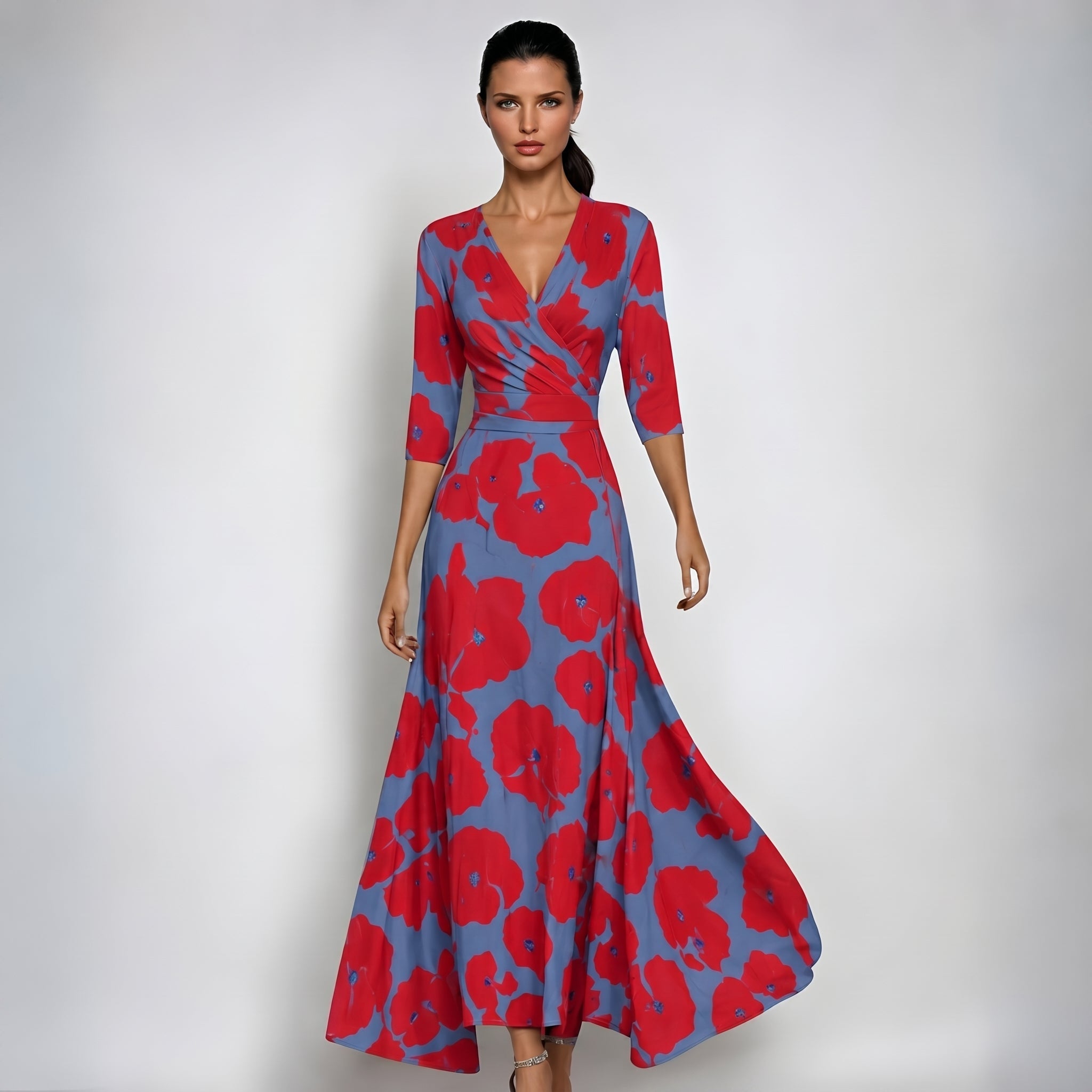Aloisia - Women's Summer Bold Print Wrap Midi Dress