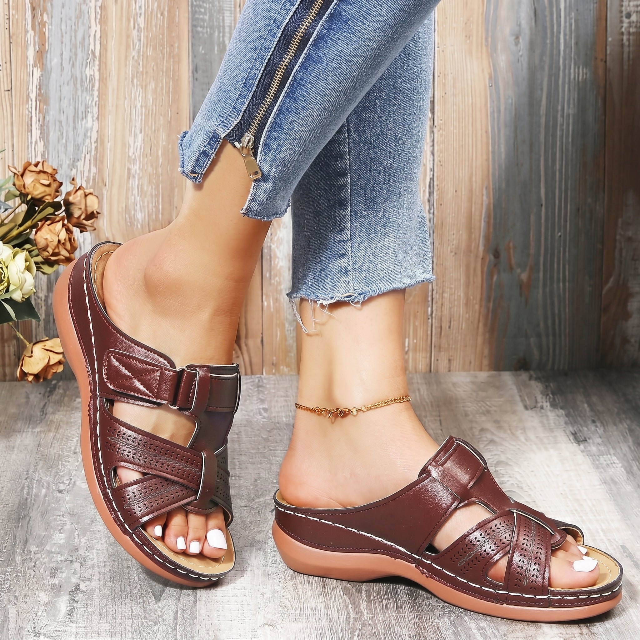 Anelie - Women's Orthopedic Slip-On Wedge Sandals