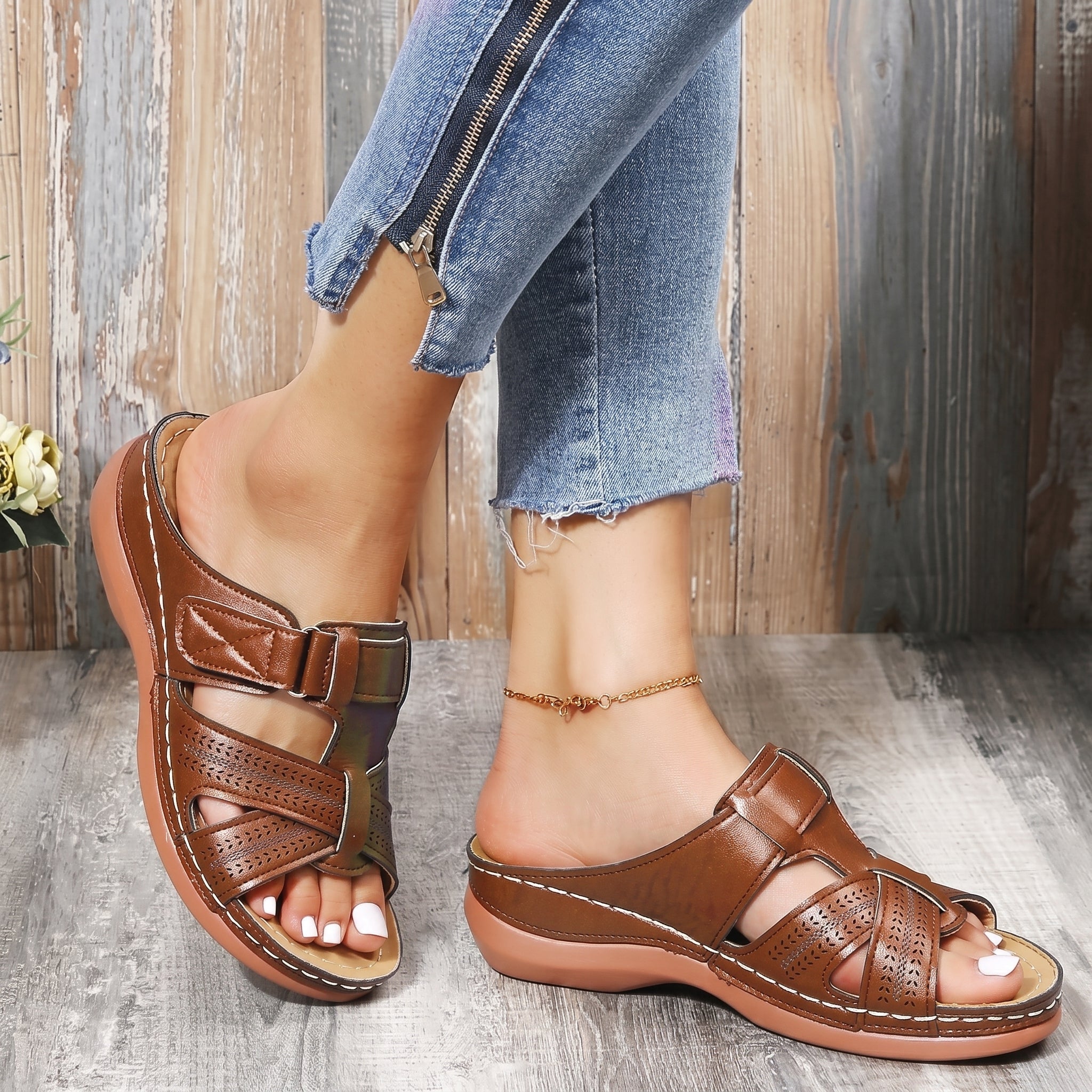 Anelie - Women's Orthopedic Slip-On Wedge Sandals