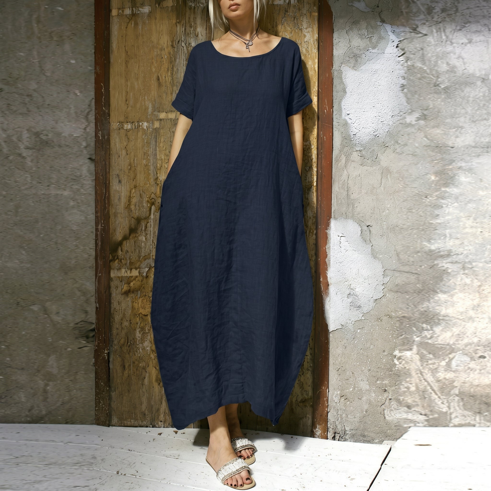 Anika - Women's Summer Relaxed Fit Round Neck Maxi Dress