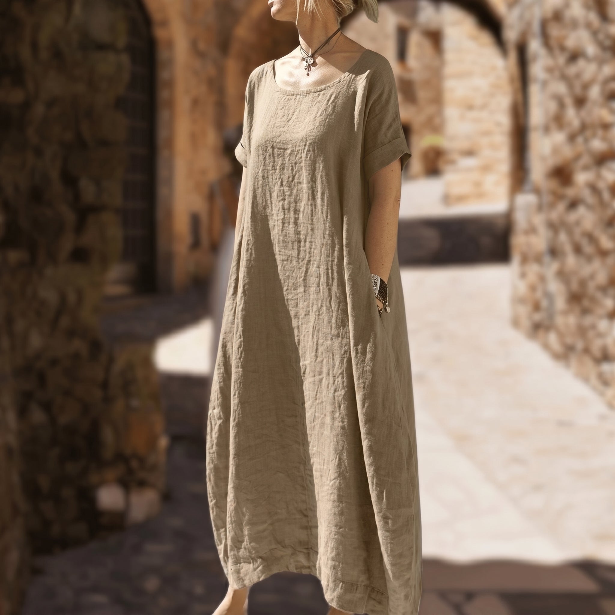 Anika - Women's Summer Relaxed Fit Round Neck Maxi Dress