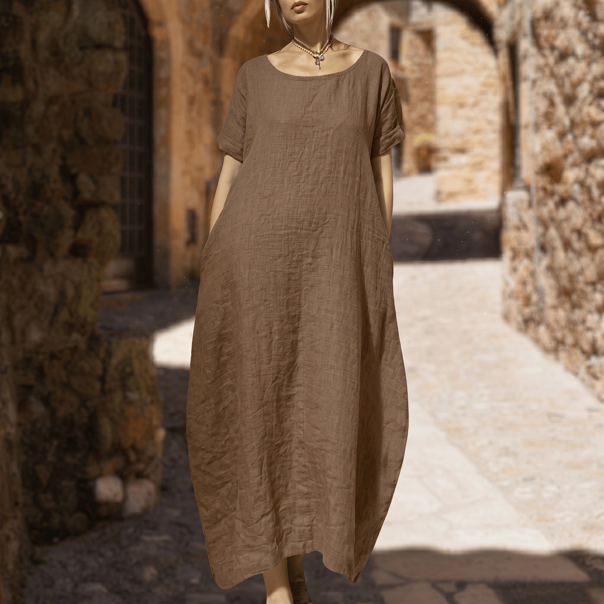 Anika - Women's Summer Relaxed Fit Round Neck Maxi Dress