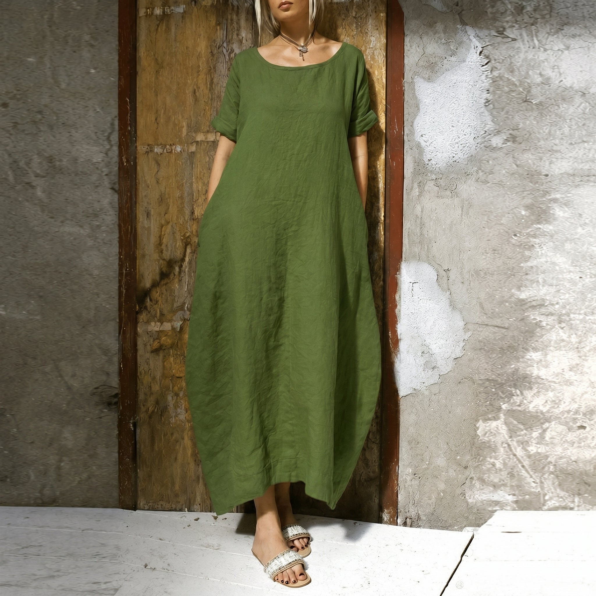 Anika - Women's Summer Relaxed Fit Round Neck Maxi Dress