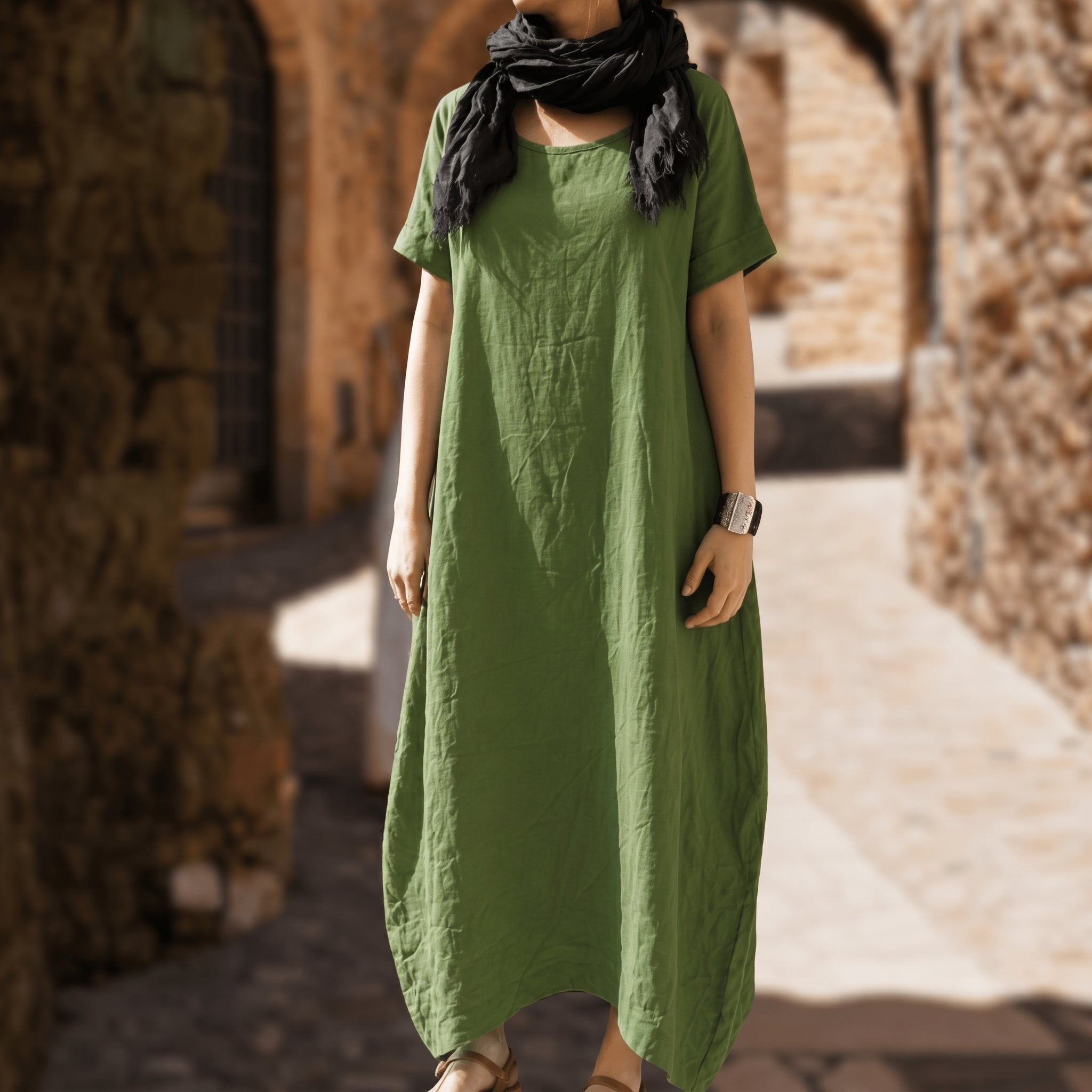 Anika - Women's Summer Relaxed Fit Round Neck Maxi Dress
