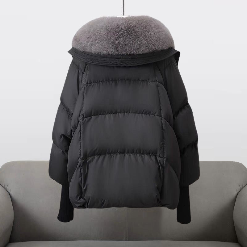 Women's Oversized Winter Puffer Jacket with Fur Collar