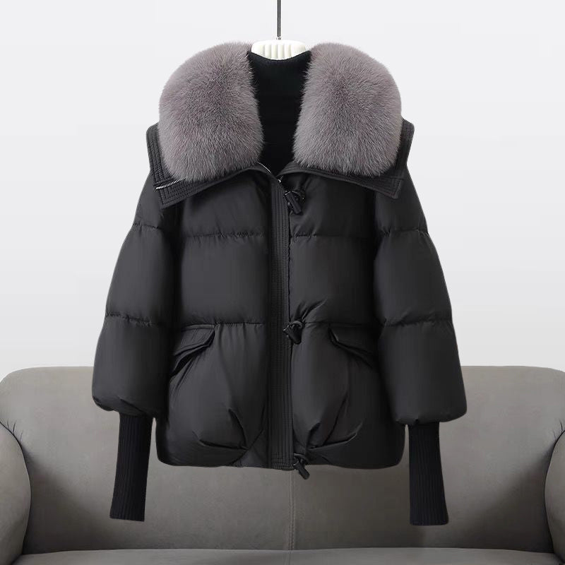 Women's Oversized Winter Puffer Jacket with Fur Collar