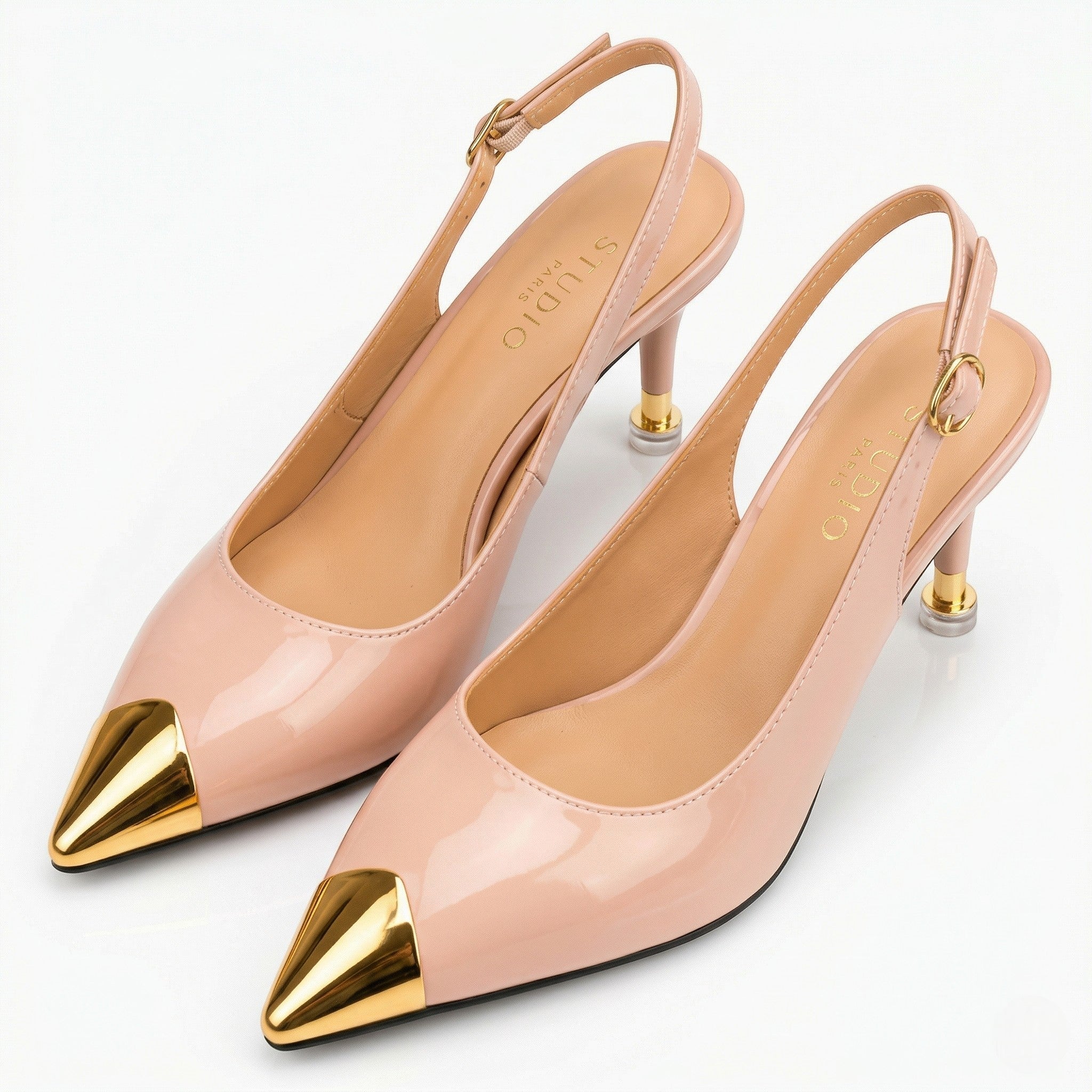 Adele - Women's Slingback Kitten Heels - Heels - Pink - Parker&Brooks