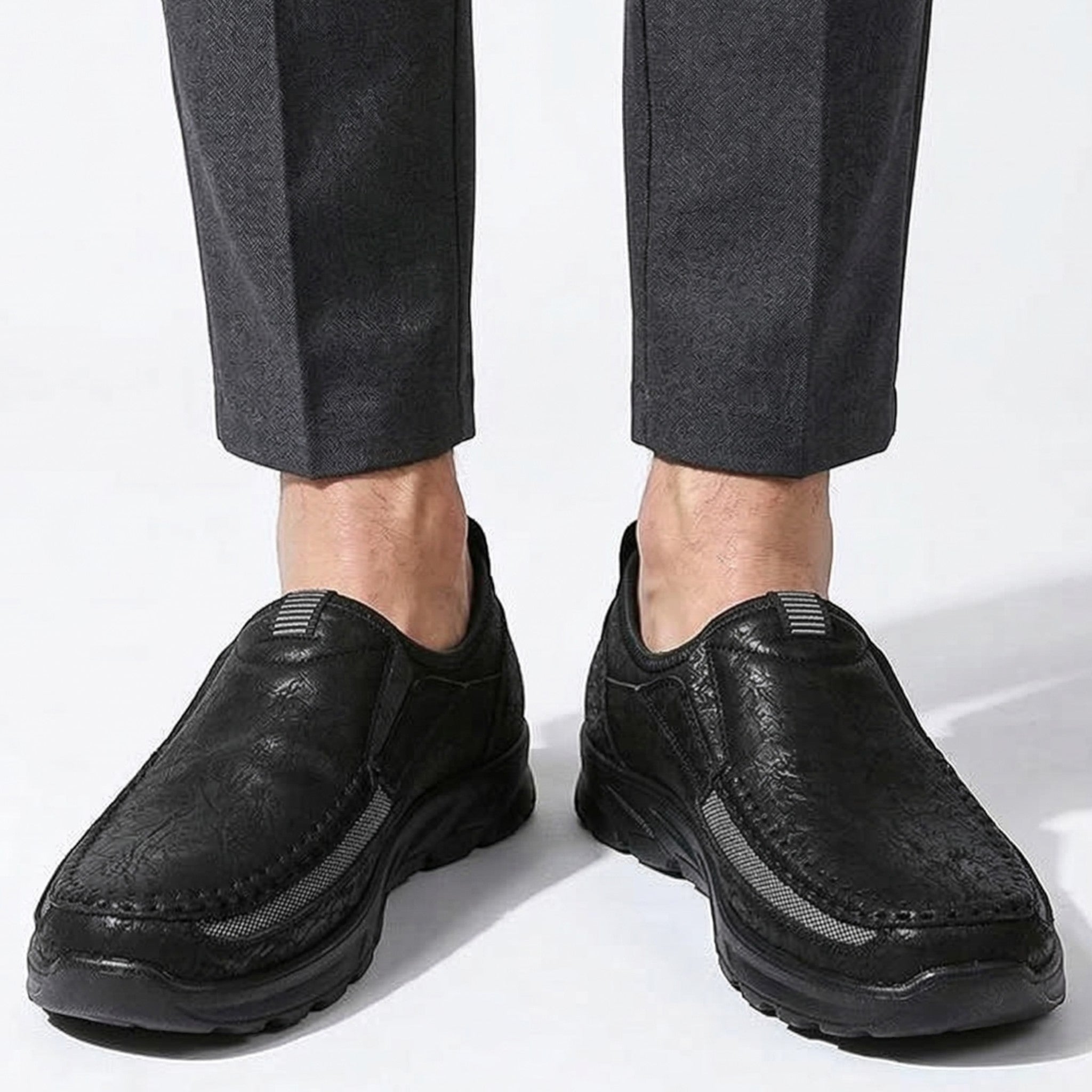 Alfred - Men's Orthopedic Breathable Loafers - Loafers - Black - Parker&Brooks