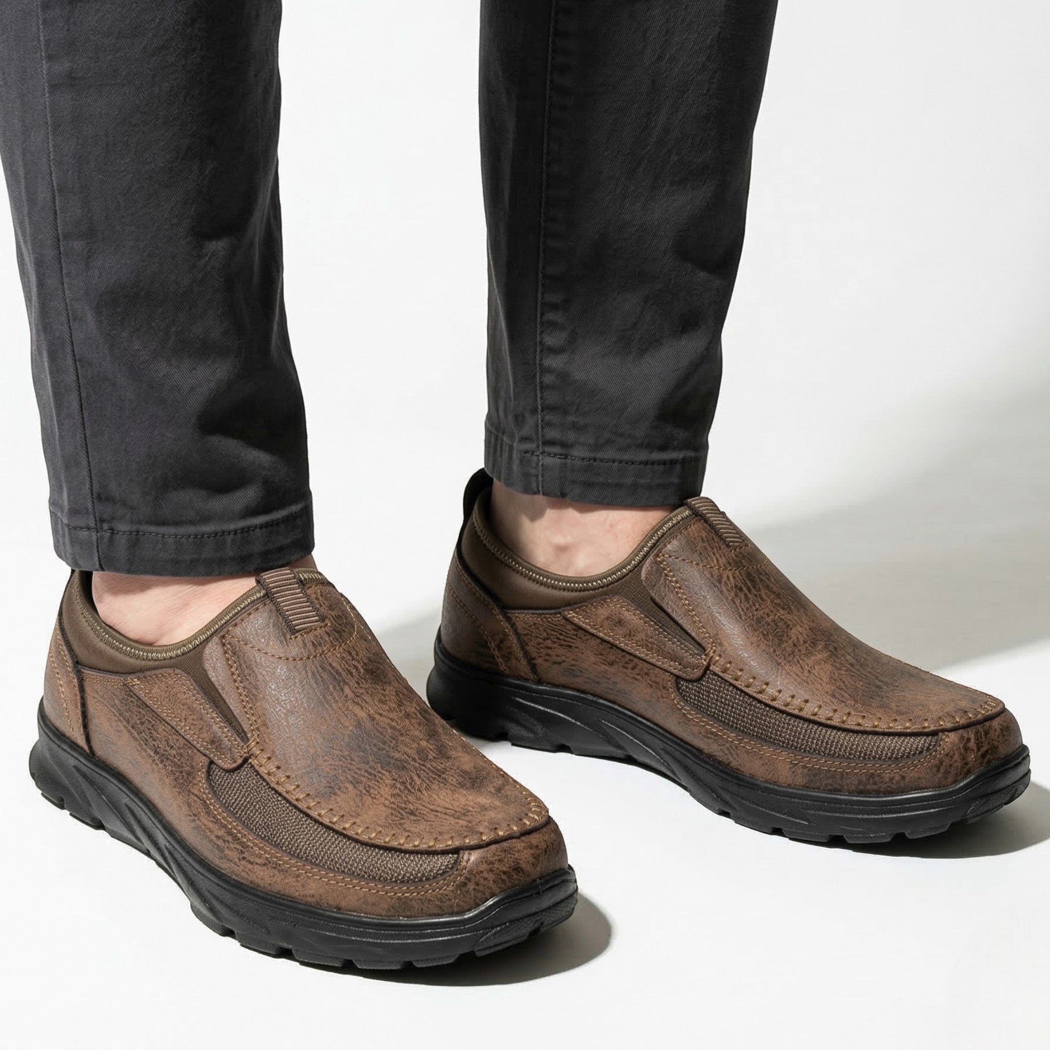 Alfred - Men's Orthopedic Breathable Loafers - Loafers - Dark Brown - Parker&Brooks