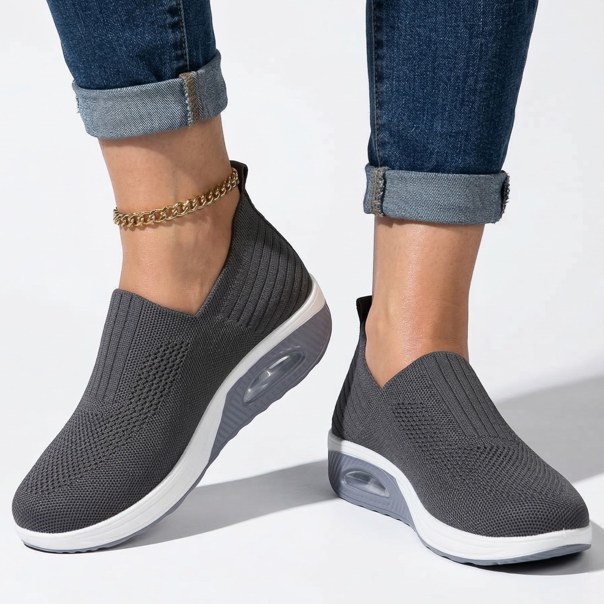 Alice - Women's Orthopedic Wedge Sneaker - Shoes - Gray - Parker&Brooks