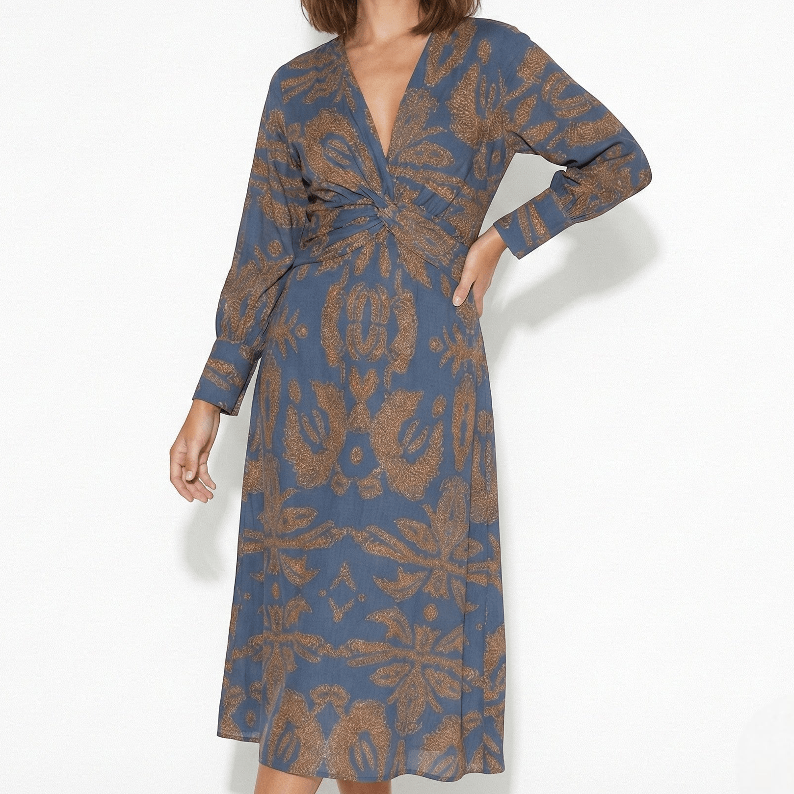 Alice - Women's Long Sleeve Boho Maxi Dress - Dress - Blue - Parker&Brooks
