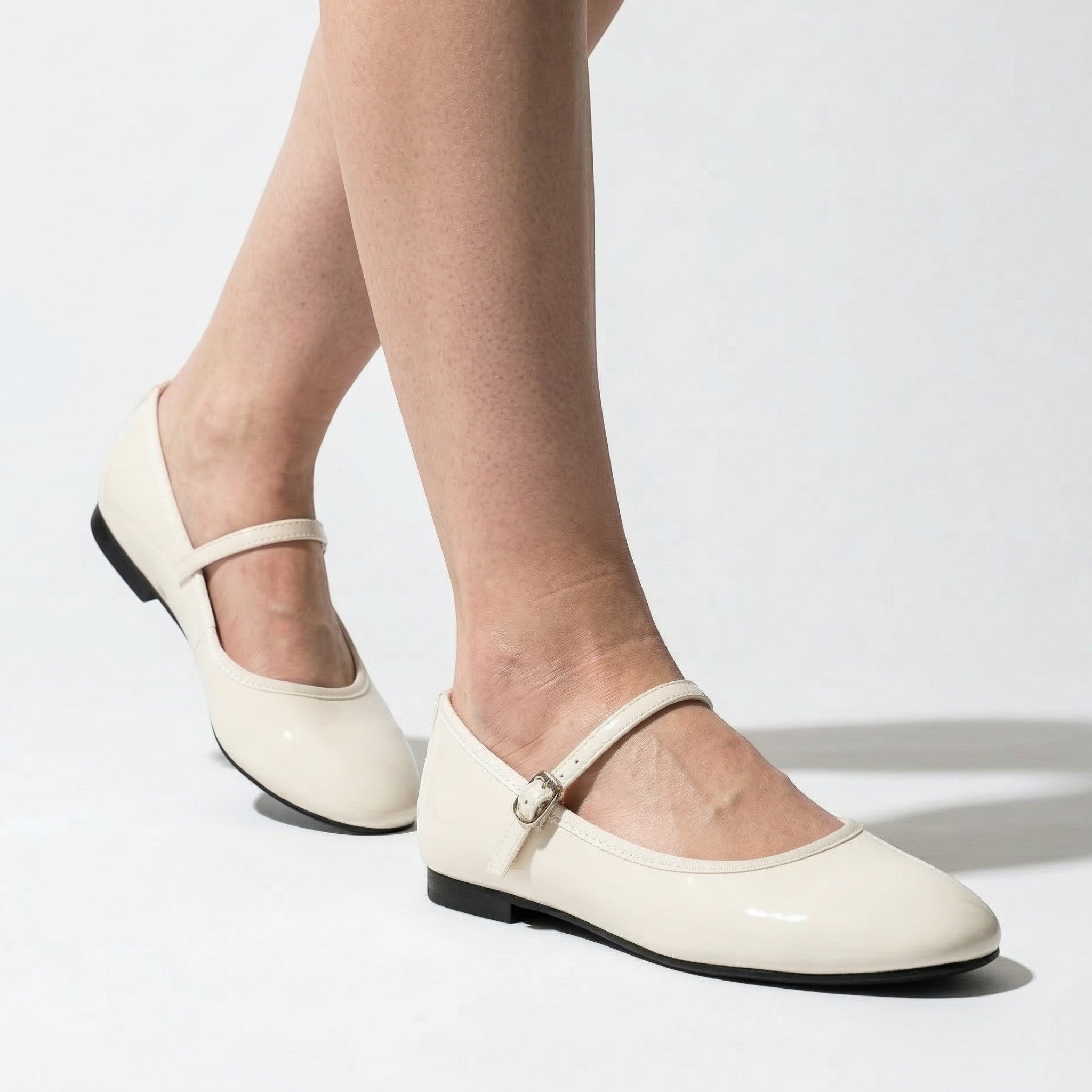 Alice - Women's Mary Jane Shoes with Adjustable Strap - Shoes - Beige - Parker&Brooks