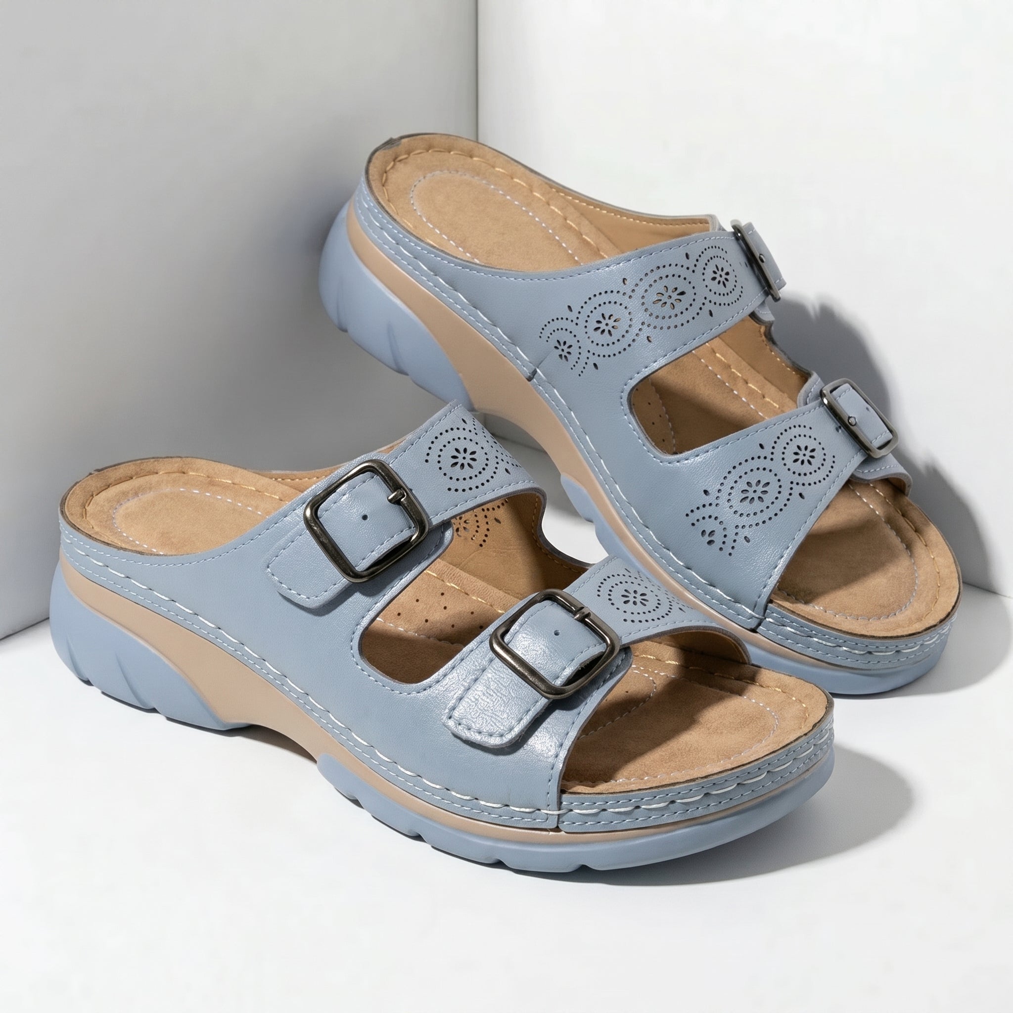 Alice - Women's Orthopedic Open Toe Sandals - Sandals - Light Blue - Parker&Brooks