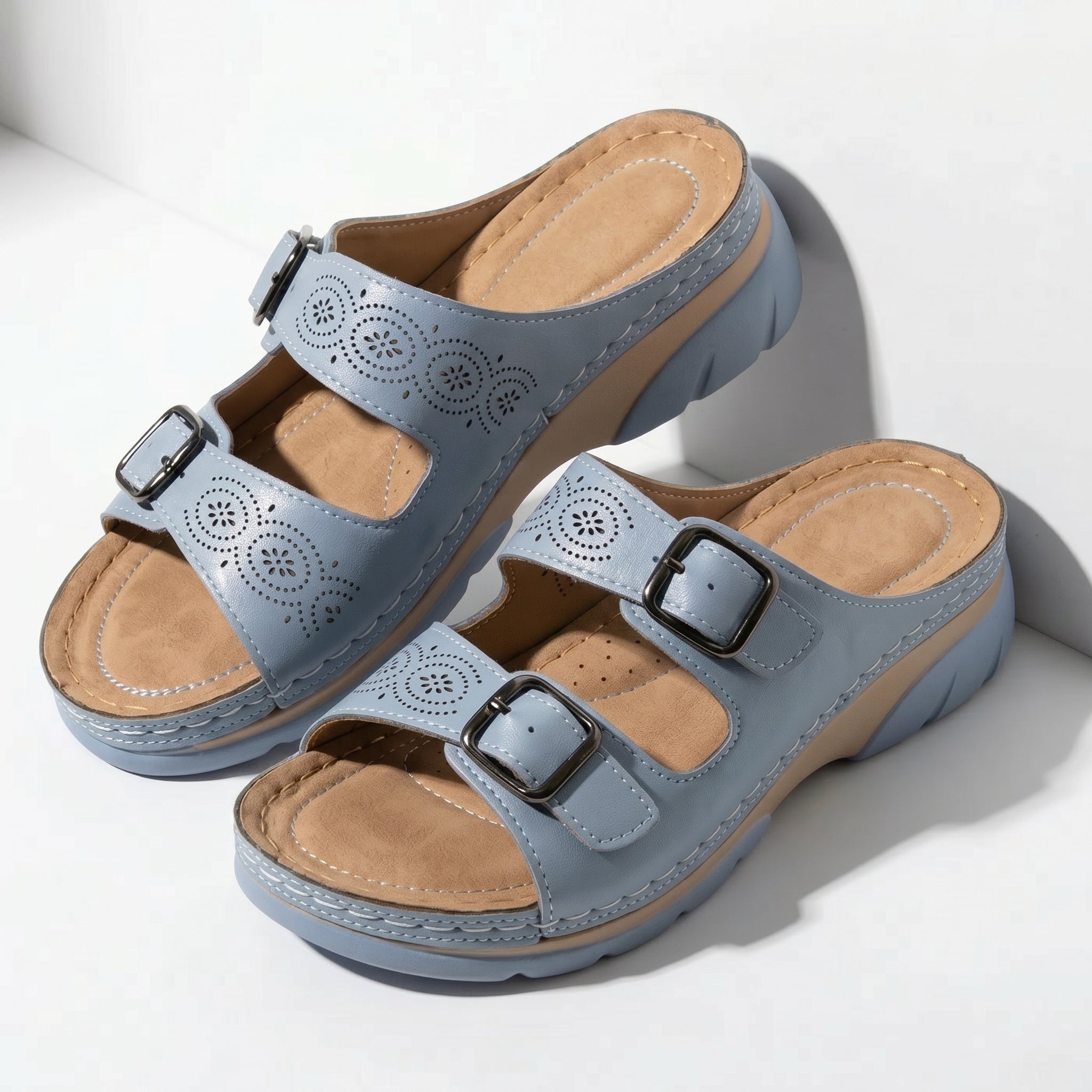 Alice - Women's Orthopedic Open Toe Sandals - Sandals - Light Blue - Parker&Brooks