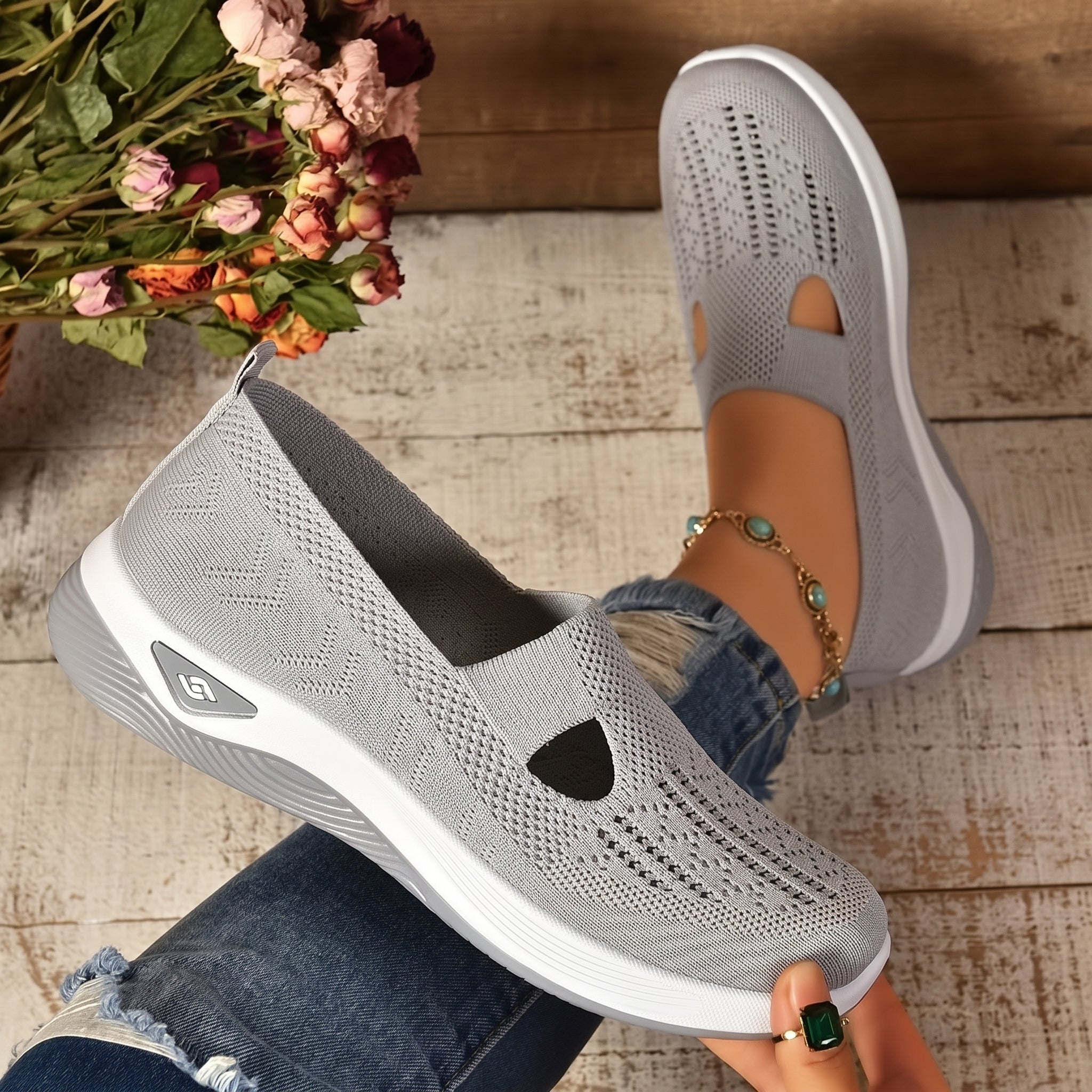 Alice - Women's Orthopedic Slip-On Cushioned Sneaker - Sneakers - Gray - Parker&Brooks