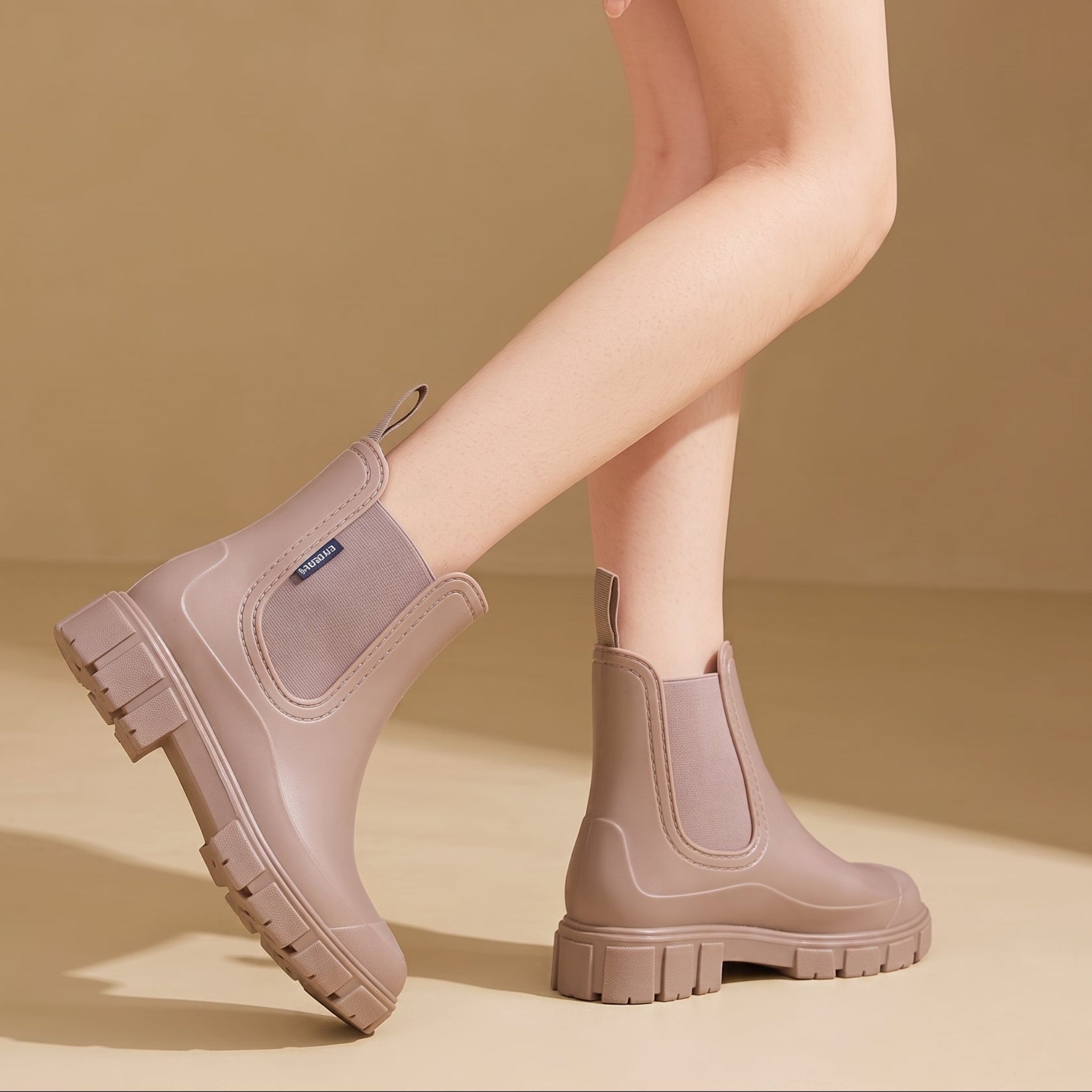 Alice - Women's Waterproof Elastic Panel Chelsea Boots - Boots - Khaki - Parker&Brooks