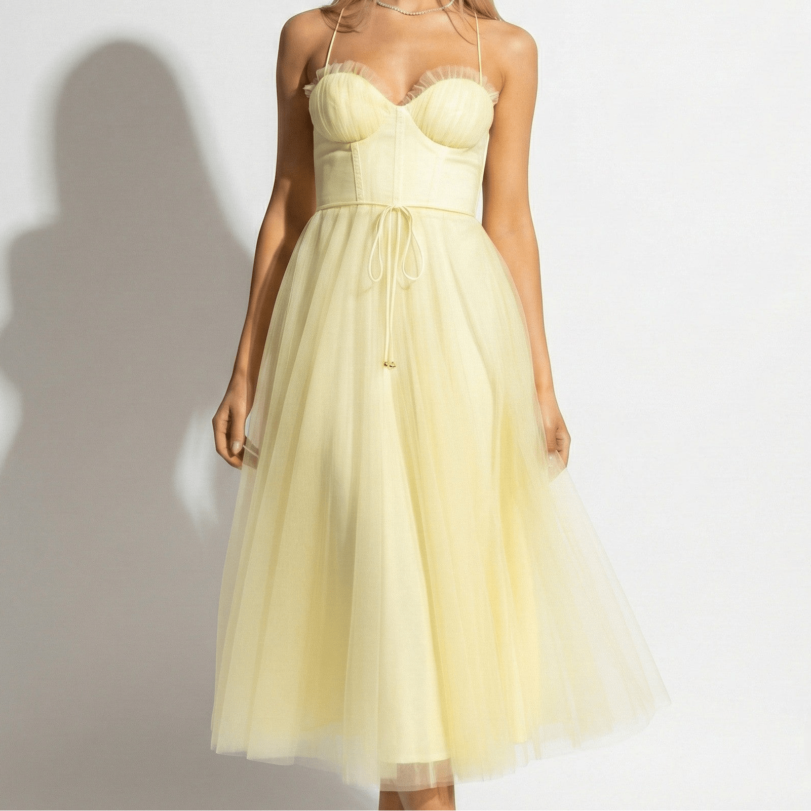 Amelia - Women's Tulle Party Midi Dress - Dresses - Yellow - Parker&Brooks