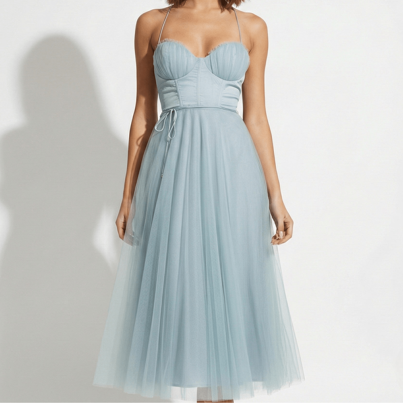 Amelia - Women's Tulle Party Midi Dress - Dresses - Blue - Parker&Brooks