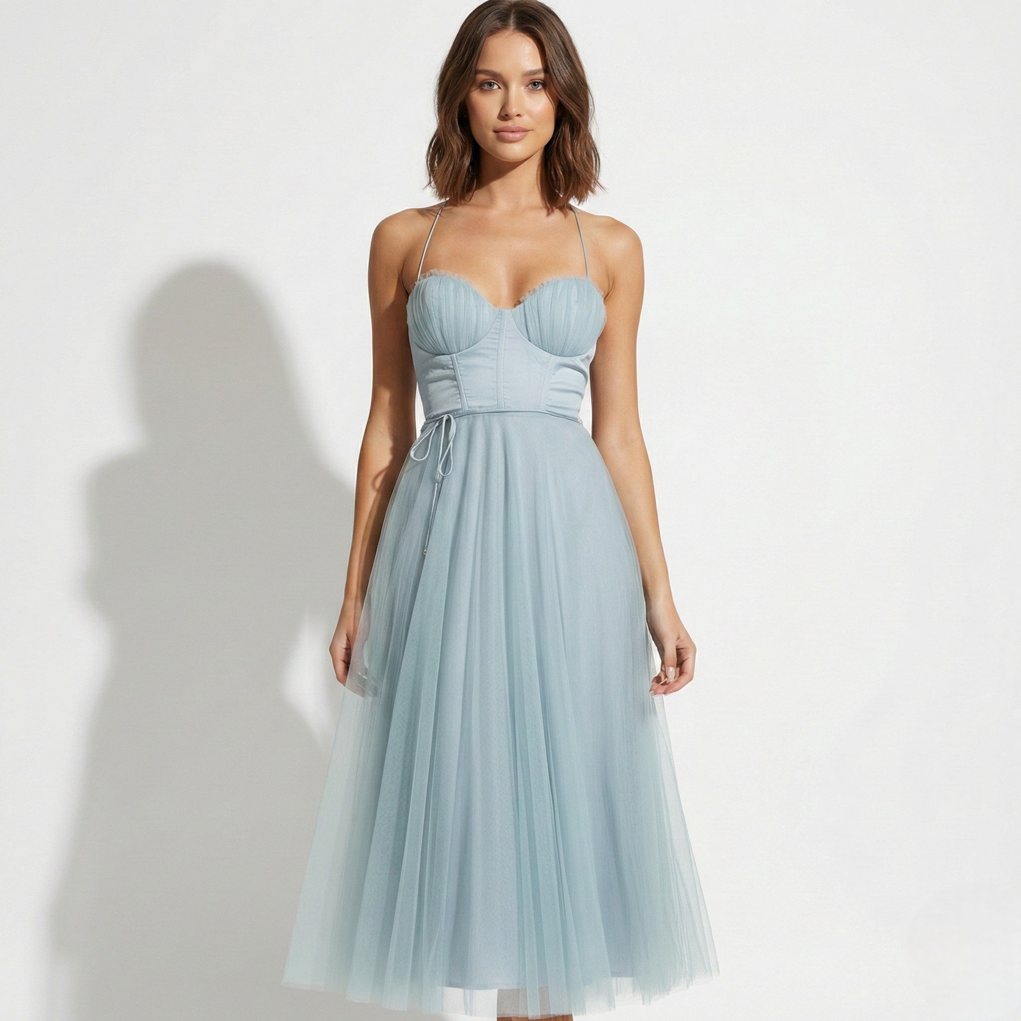 Amelia - Women's Tulle Party Midi Dress - Dresses - Blue - Parker&Brooks