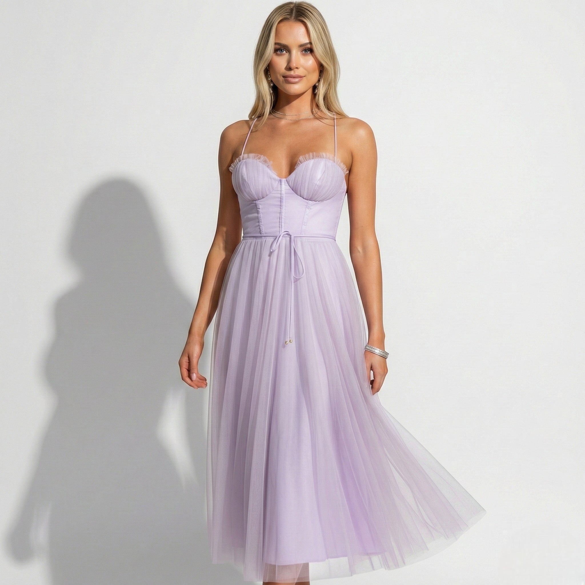Amelia - Women's Tulle Party Midi Dress - Dresses - Purple - Parker&Brooks