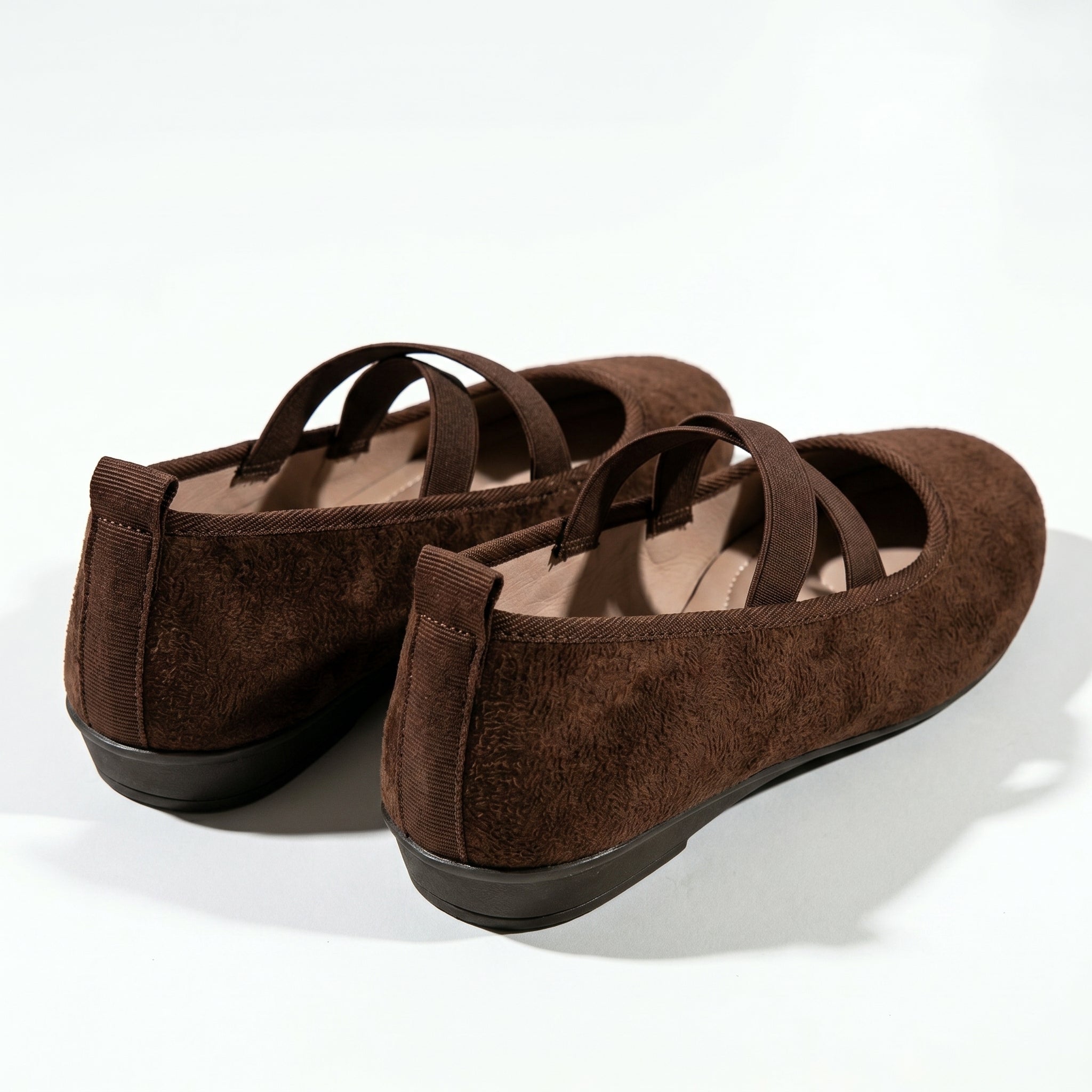 Amelia - Women's Elastic Strap Flat Shoes - Shoes - Brown - Parker&Brooks