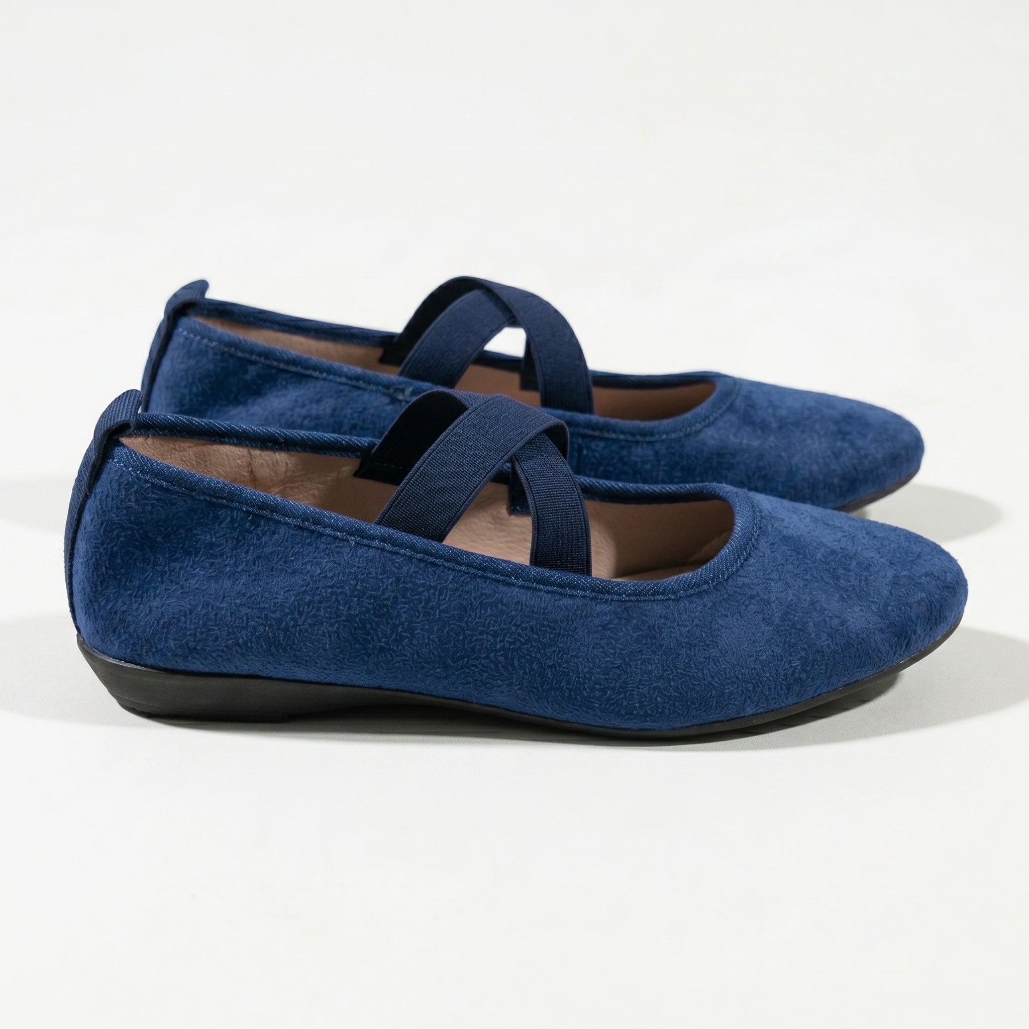 Amelia - Women's Elastic Strap Flat Shoes - Shoes - Blue - Parker&Brooks