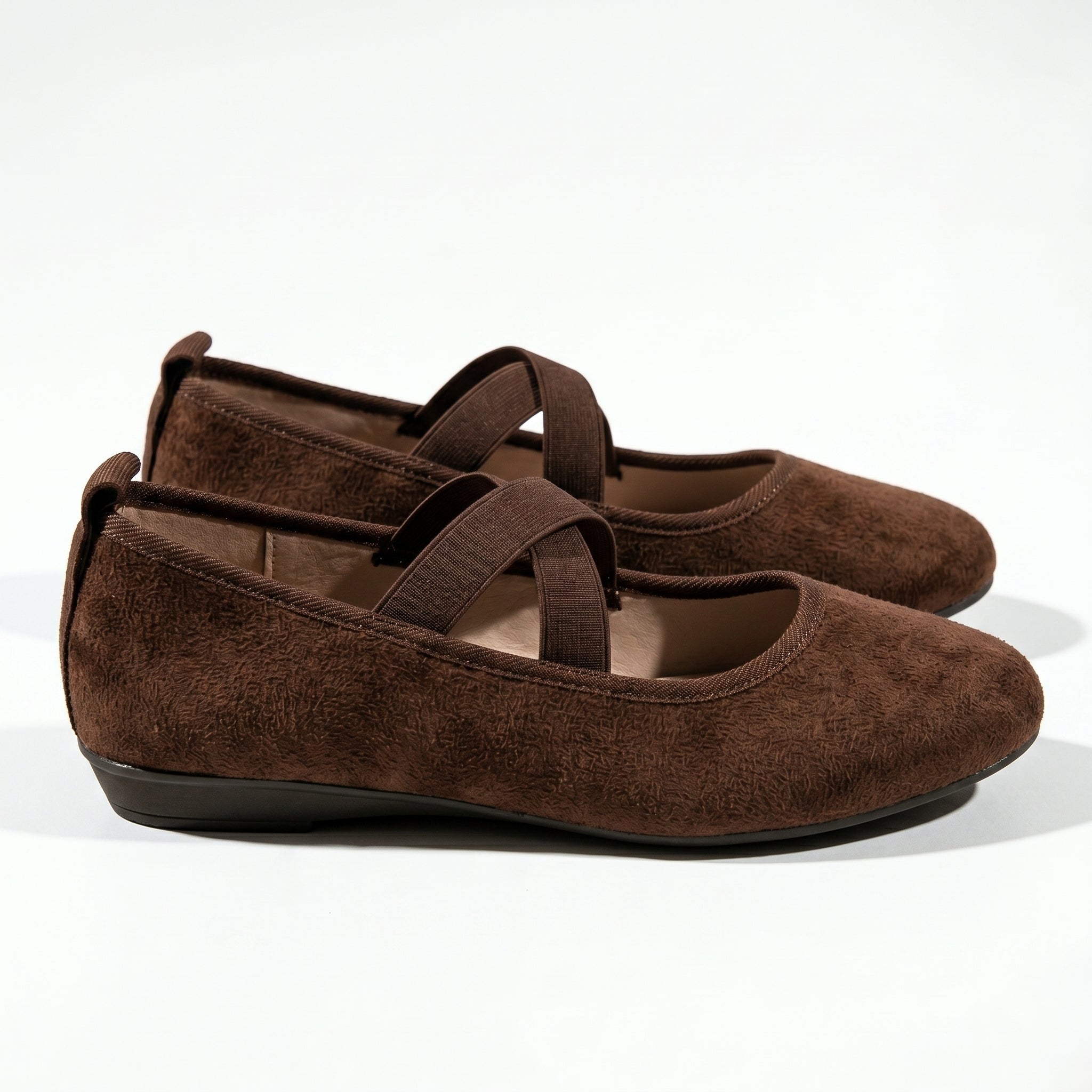 Amelia - Women's Elastic Strap Flat Shoes - Shoes - Brown - Parker&Brooks