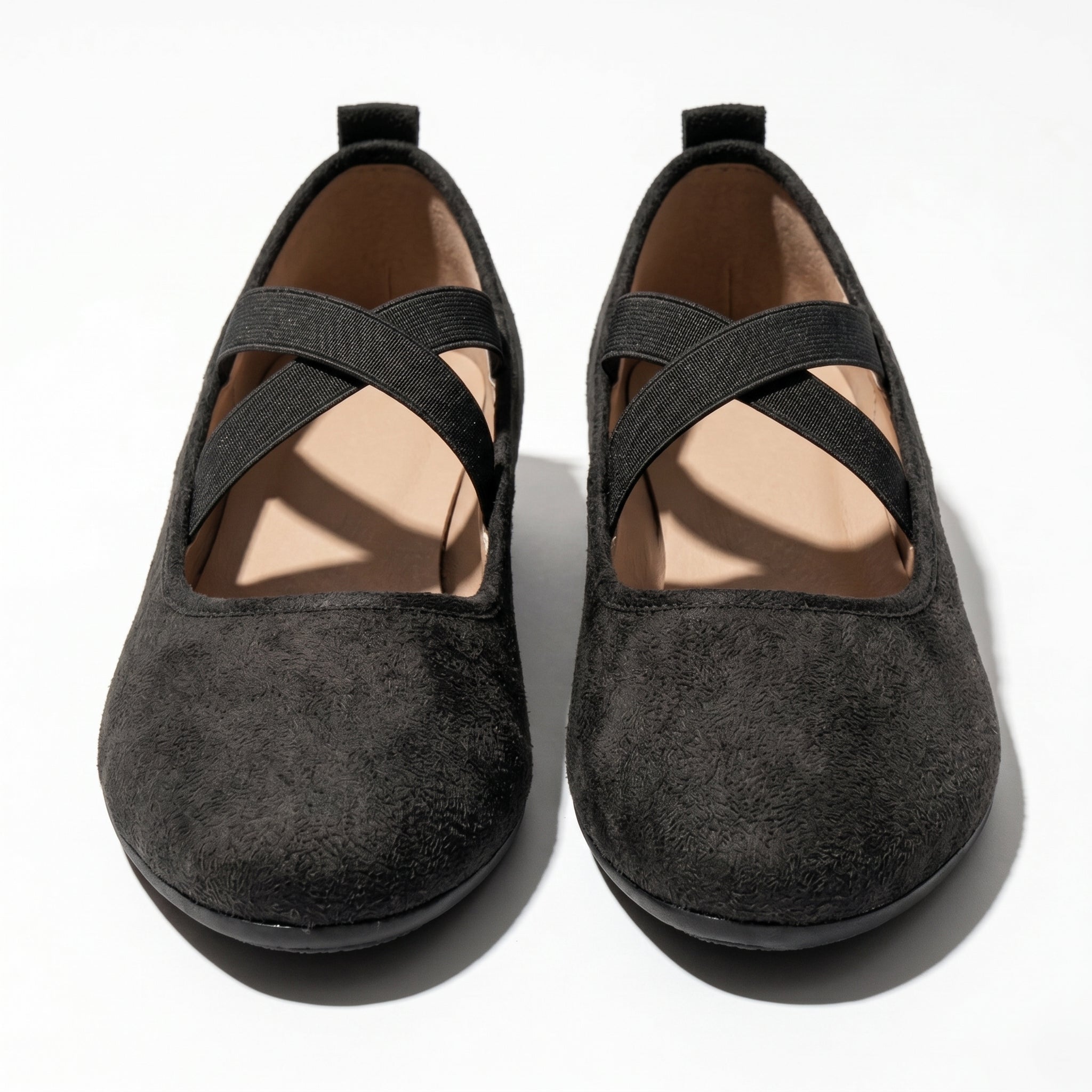 Amelia - Women's Elastic Strap Flat Shoes - Shoes - Black - Parker&Brooks
