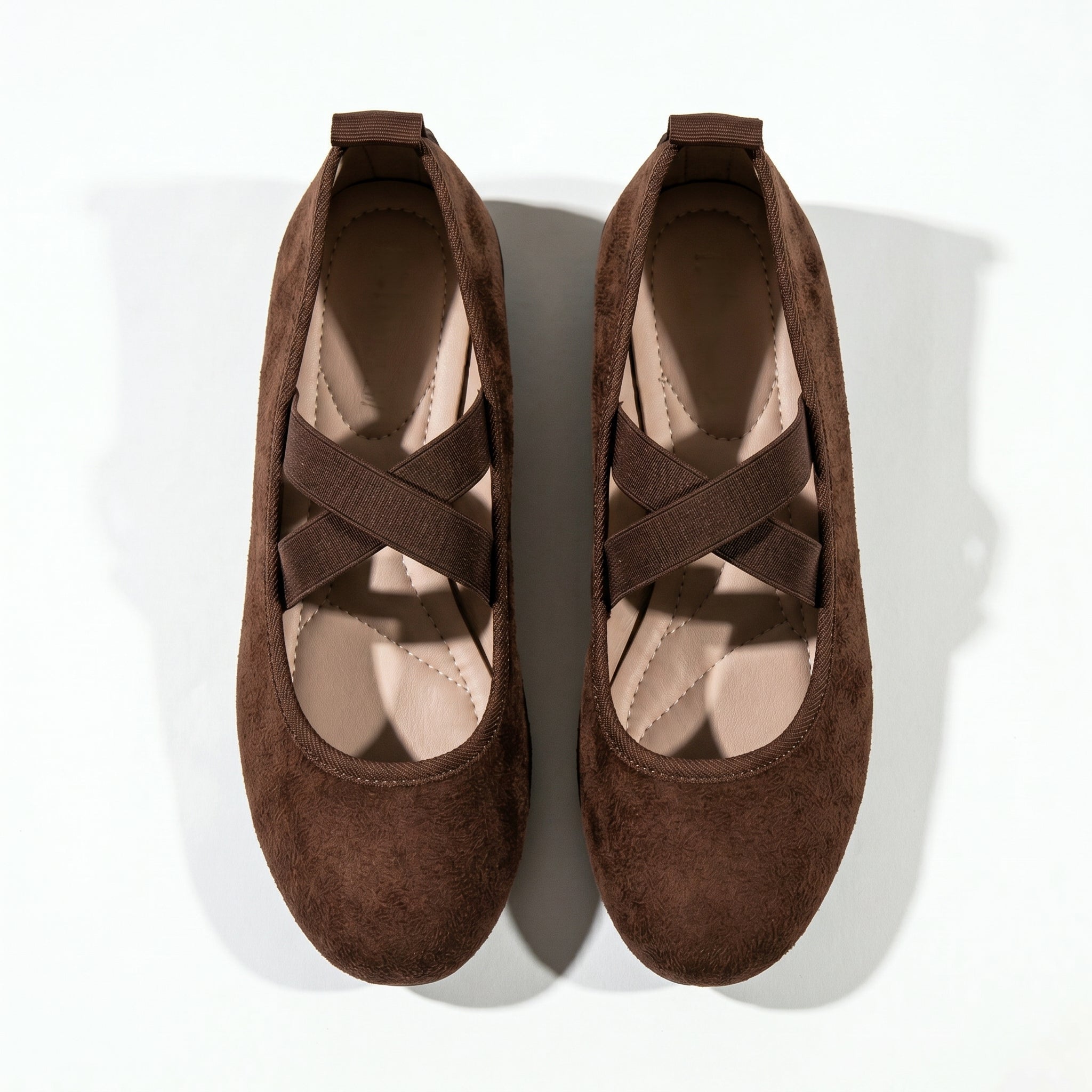 Amelia - Women's Elastic Strap Flat Shoes - Shoes - Brown - Parker&Brooks