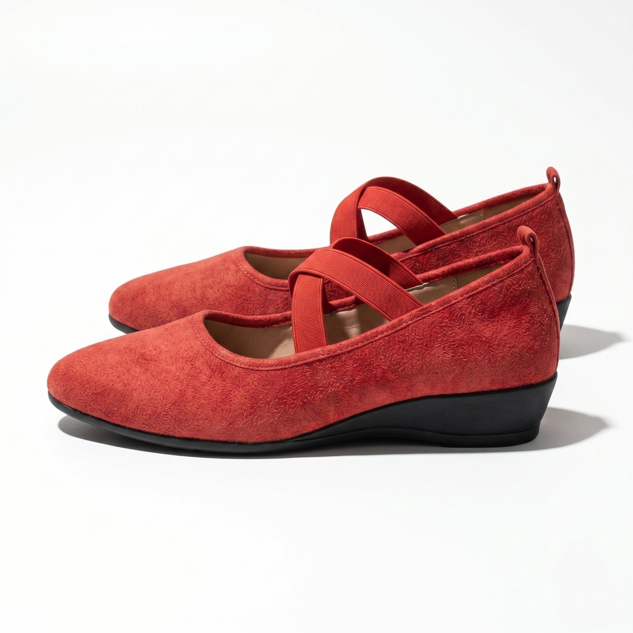 Amelia - Women's Elastic Strap Flat Shoes - Shoes - Red - Parker&Brooks