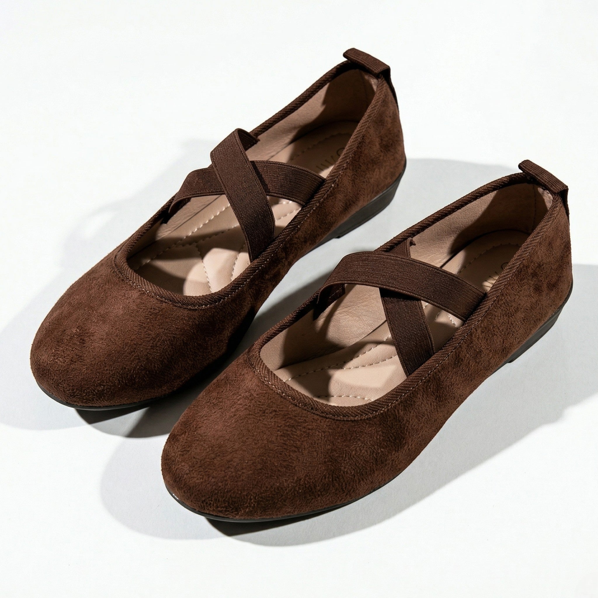 Amelia - Women's Elastic Strap Flat Shoes - Shoes - Brown - Parker&Brooks