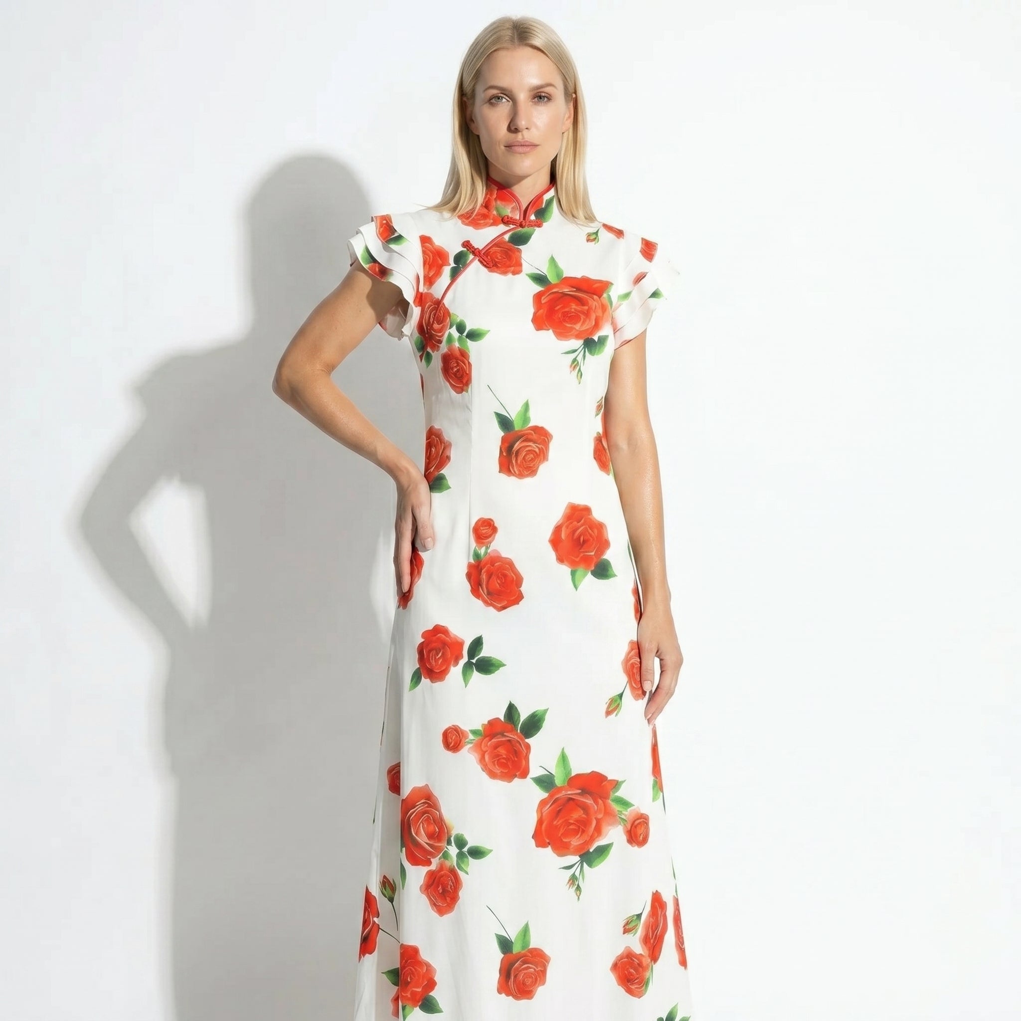 Amelia - Women's Floral Maxi Dress - Dresses - White - Parker&Brooks
