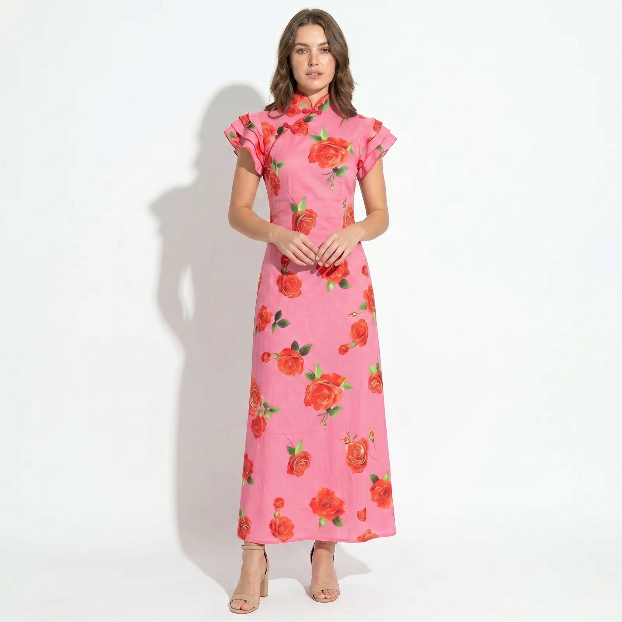 Amelia - Women's Floral Maxi Dress - Dresses - Pink - Parker&Brooks