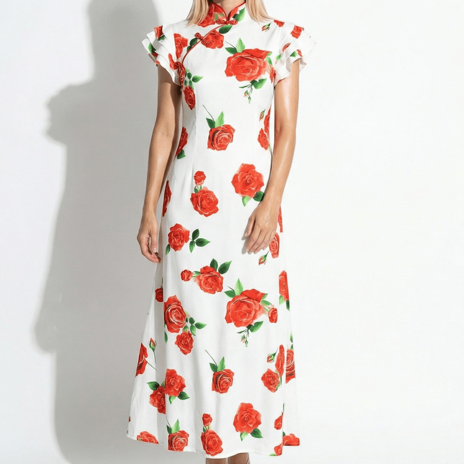 Amelia - Women's Floral Maxi Dress - Dresses - White - Parker&Brooks