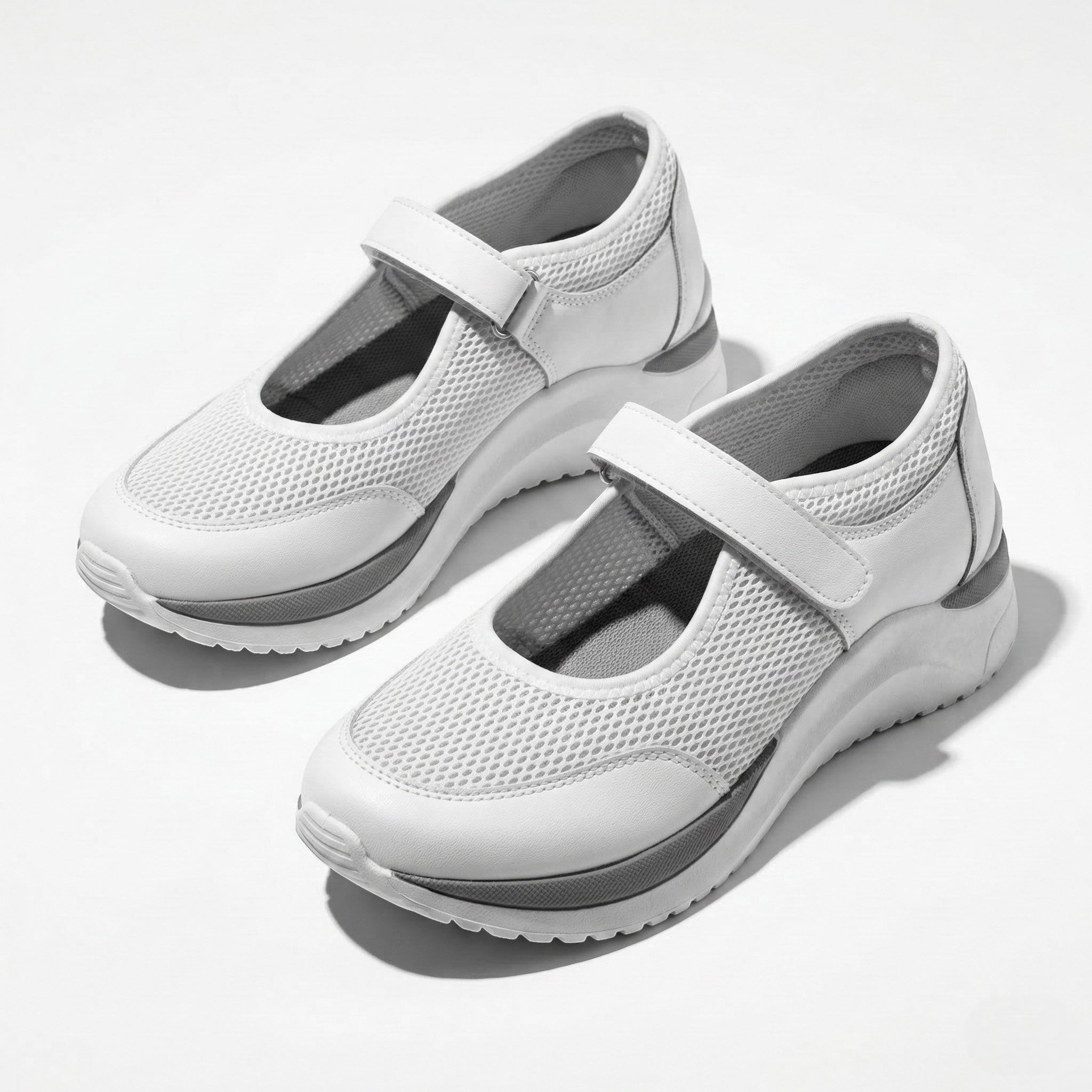 Amelia - Women's Orthopedic Sneakers with Velcro Strap - Sneakers - White - Parker&Brooks