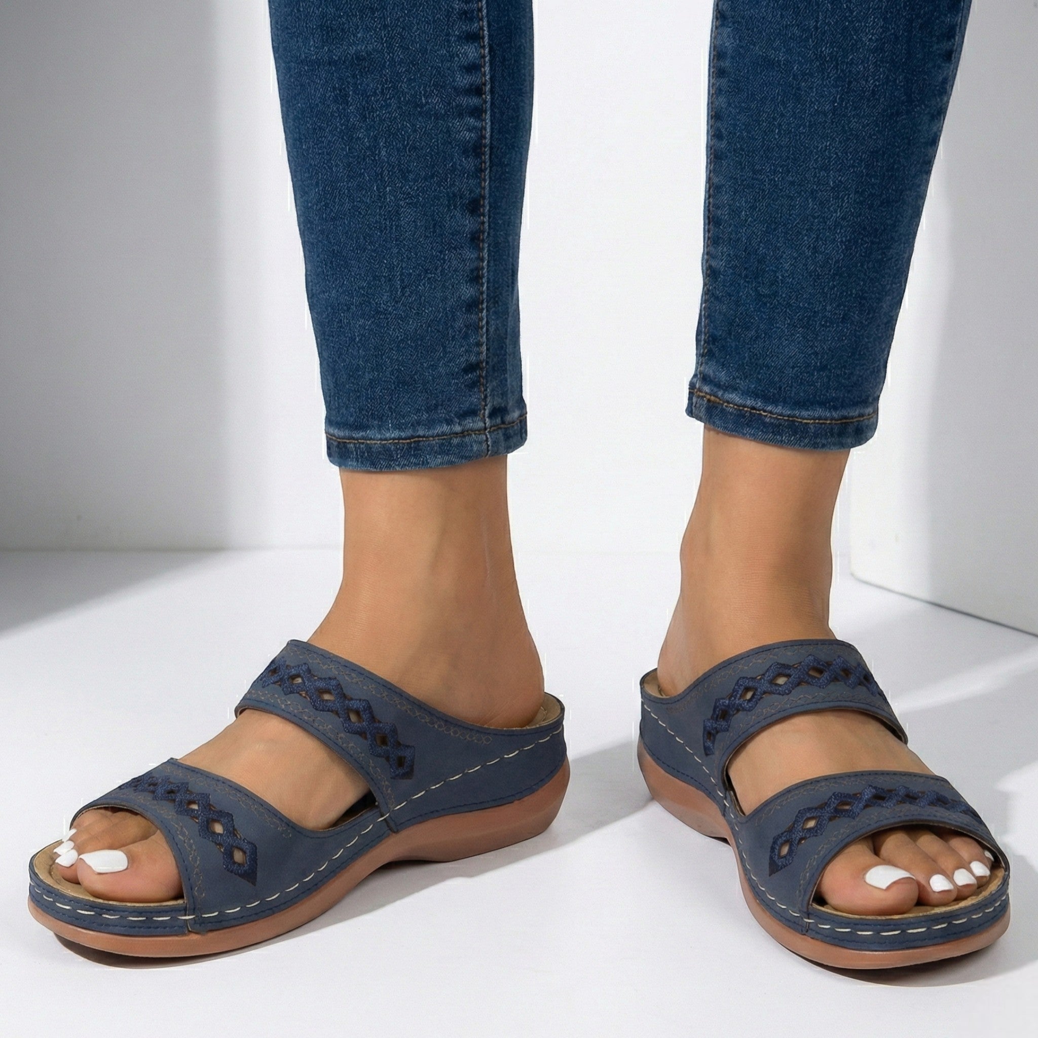 Amelia - Women's Orthopedic Open Toe Sandals - Sandal - Blue - Parker&Brooks