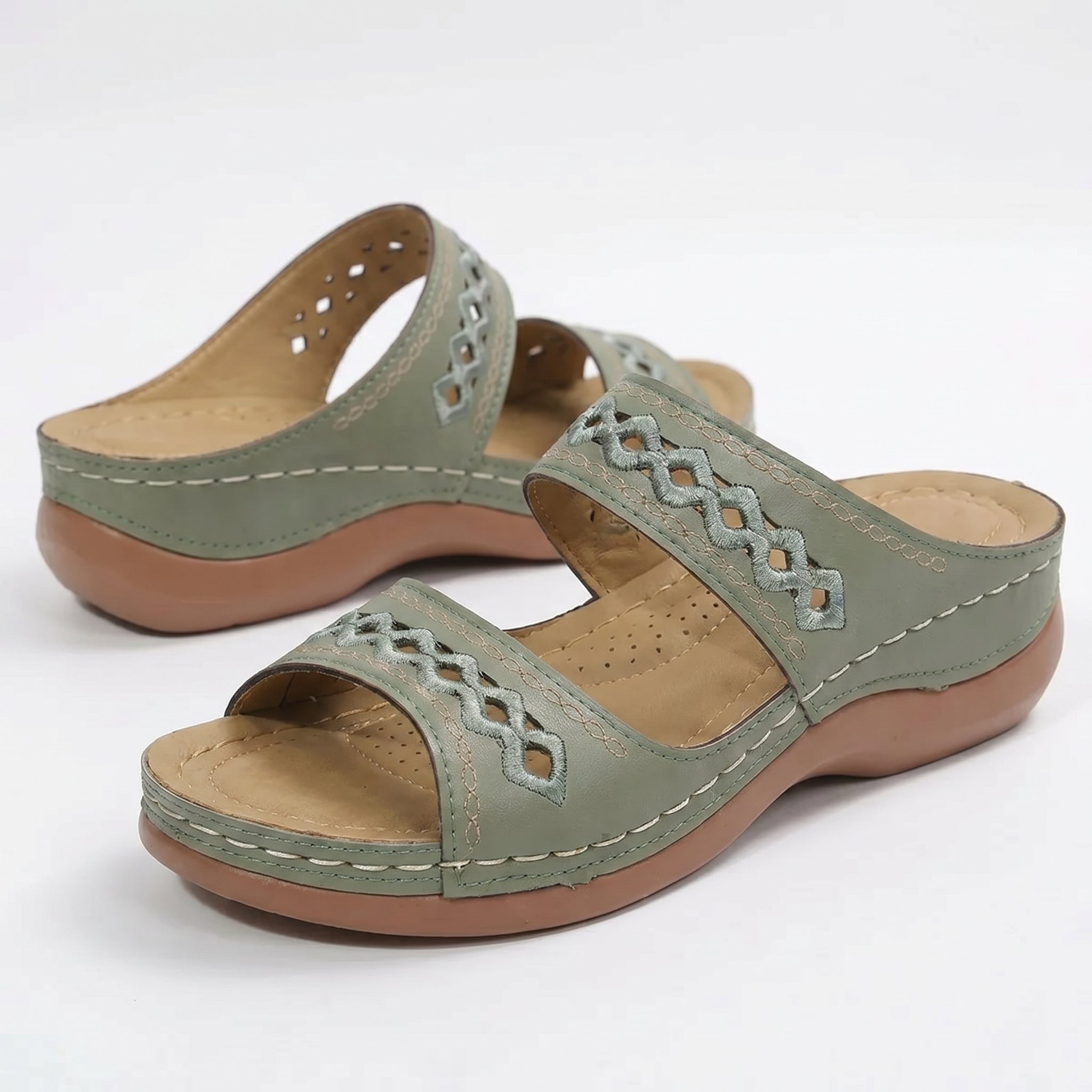 Amelia - Women's Orthopedic Open Toe Sandals - Sandal - Green - Parker&Brooks