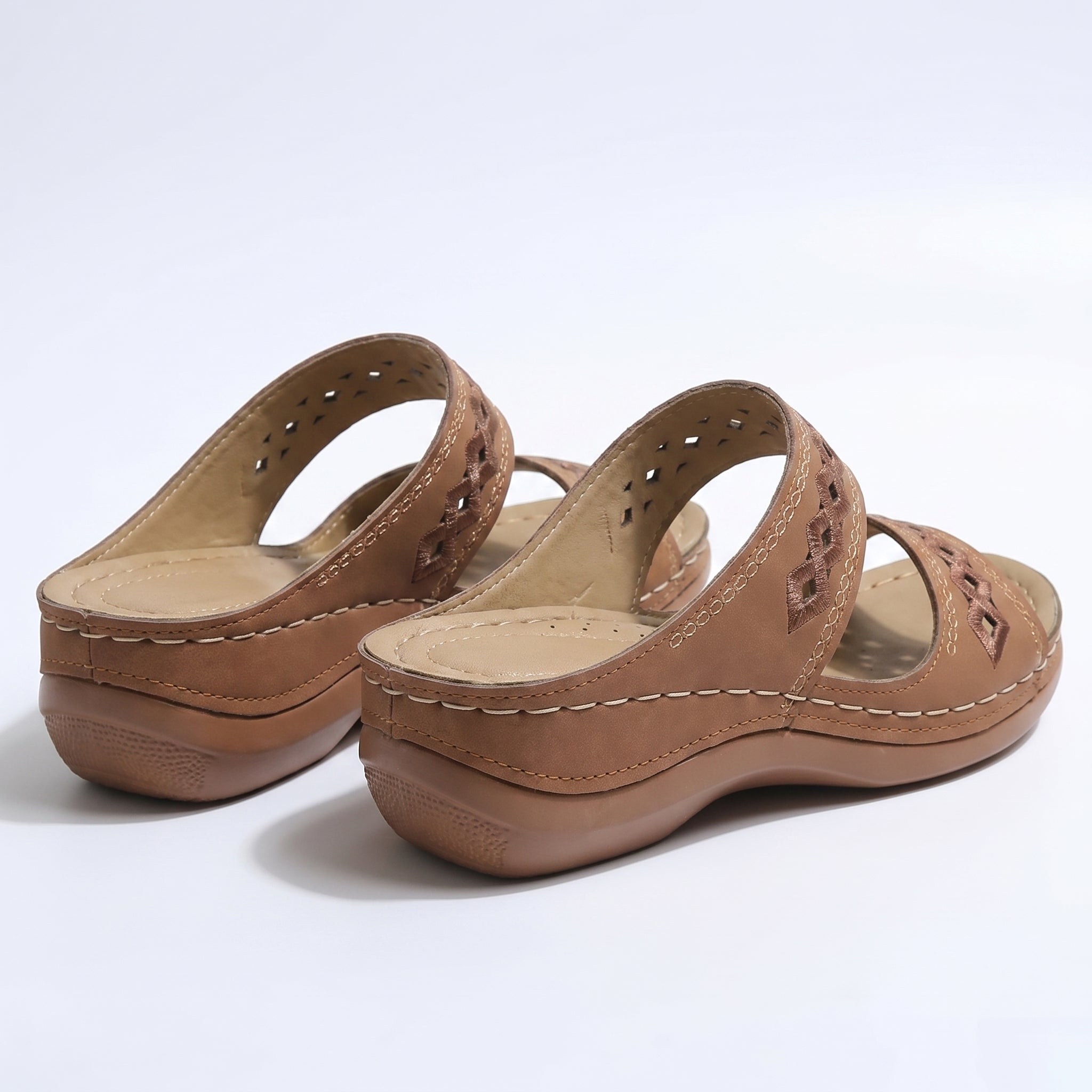 Amelia - Women's Orthopedic Open Toe Sandals - Sandal - Brown - Parker&Brooks
