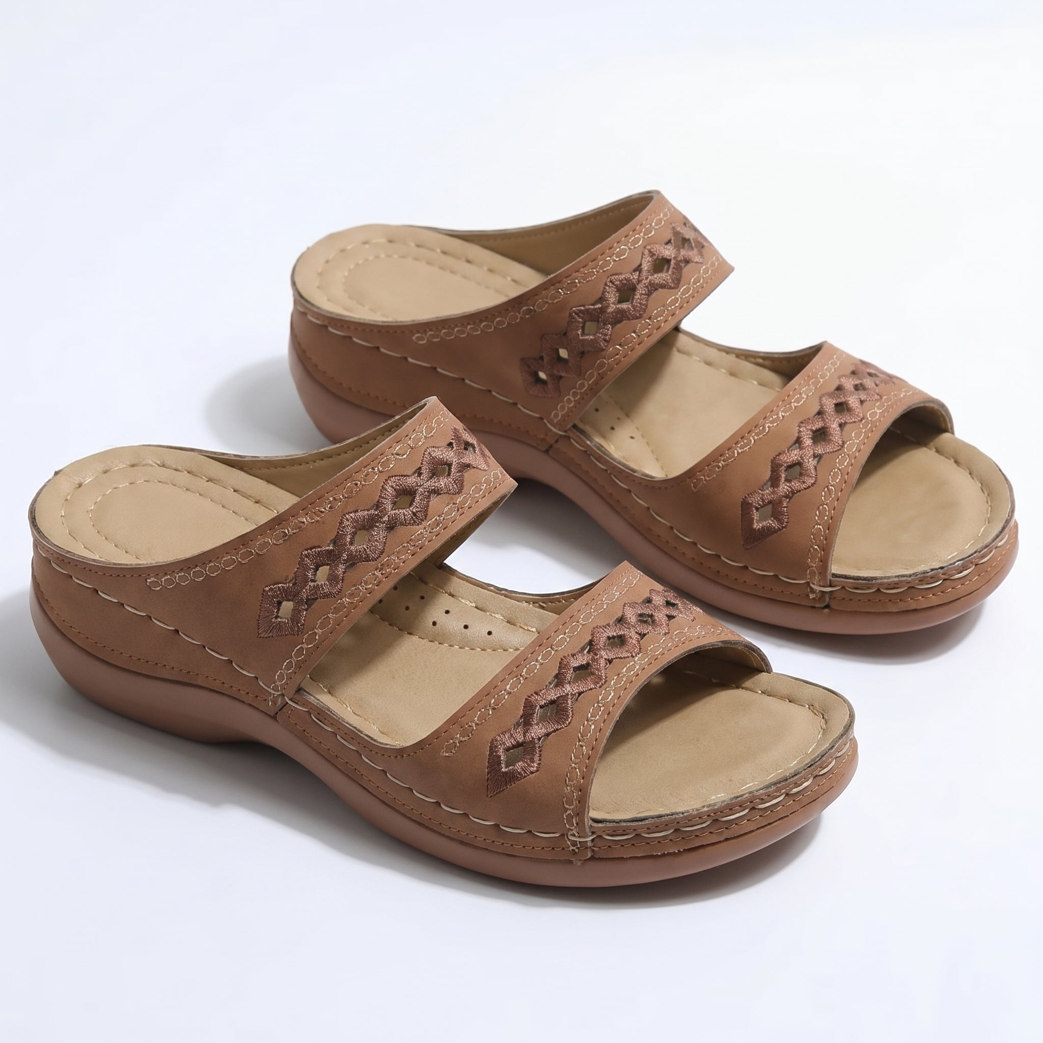 Amelia - Women's Orthopedic Open Toe Sandals - Sandal - Brown - Parker&Brooks