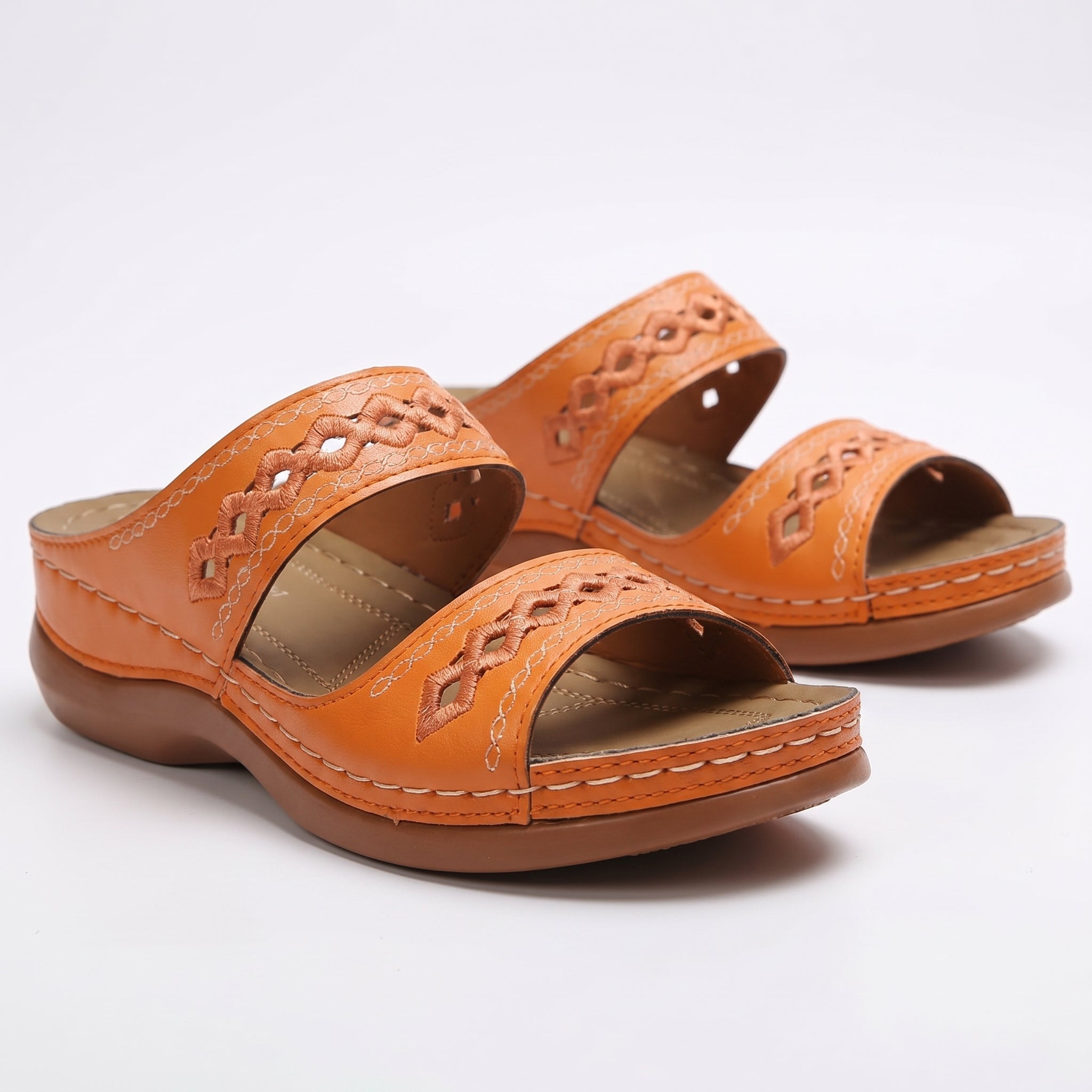 Amelia - Women's Orthopedic Open Toe Sandals - Sandal - Orange - Parker&Brooks
