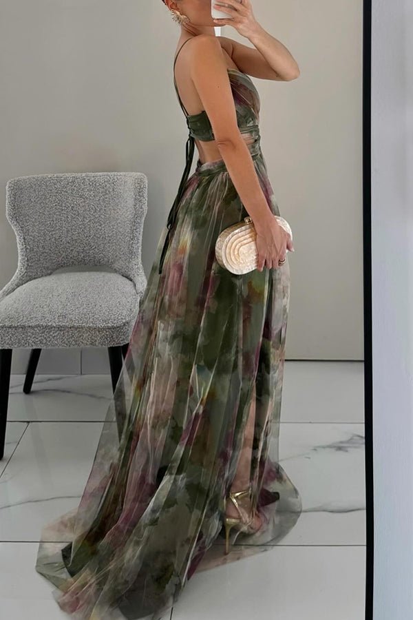 Amelia - Women’s V - Neck Maxi Dress with Flowing Fit - Dresses - Green - Parker&Brooks