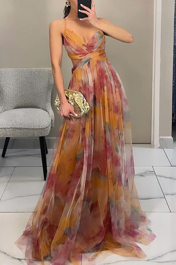 Amelia - Women’s V - Neck Maxi Dress with Flowing Fit - Dresses - Green - Parker&Brooks