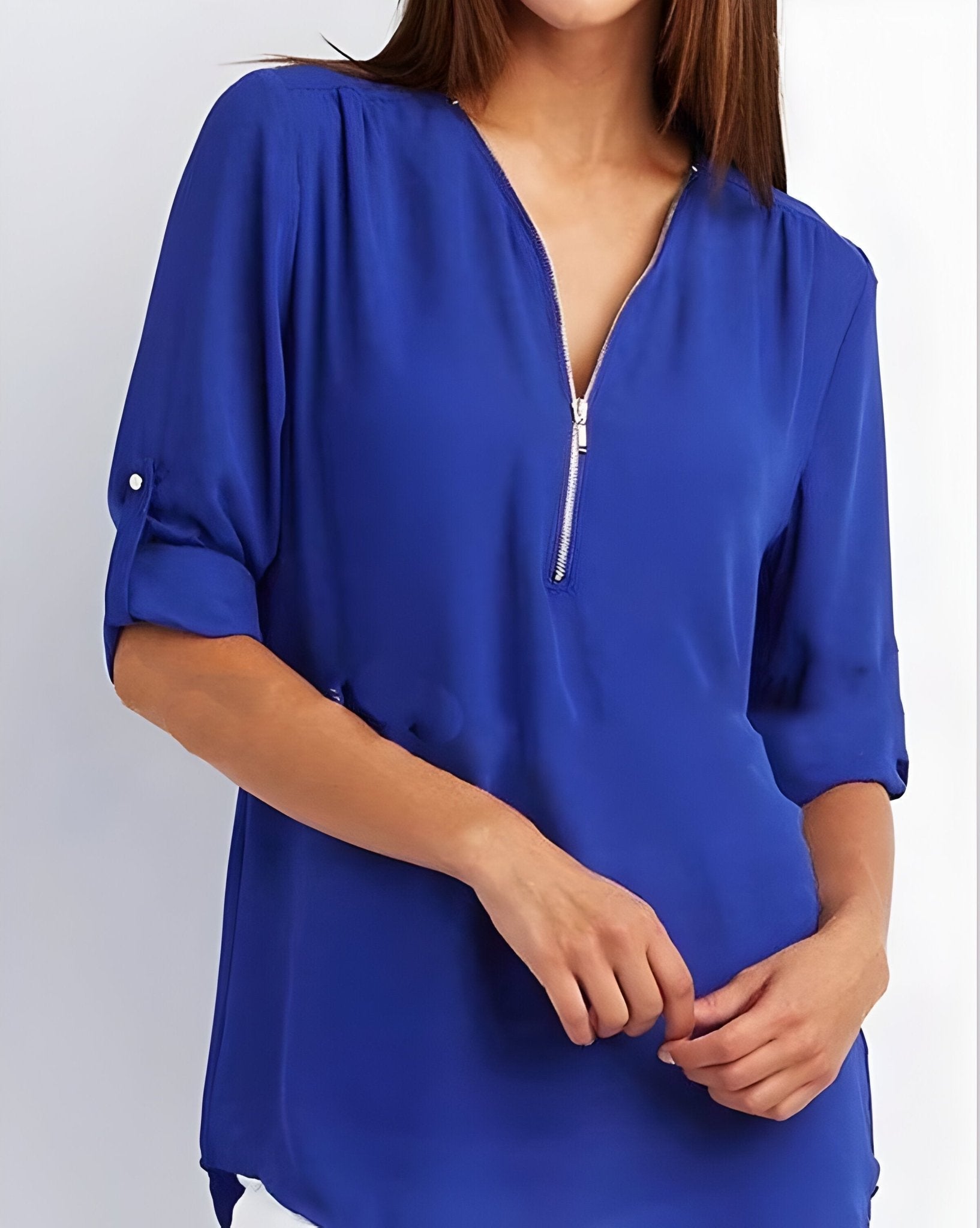 Amelie – Elegant Blouse with Half Zip
