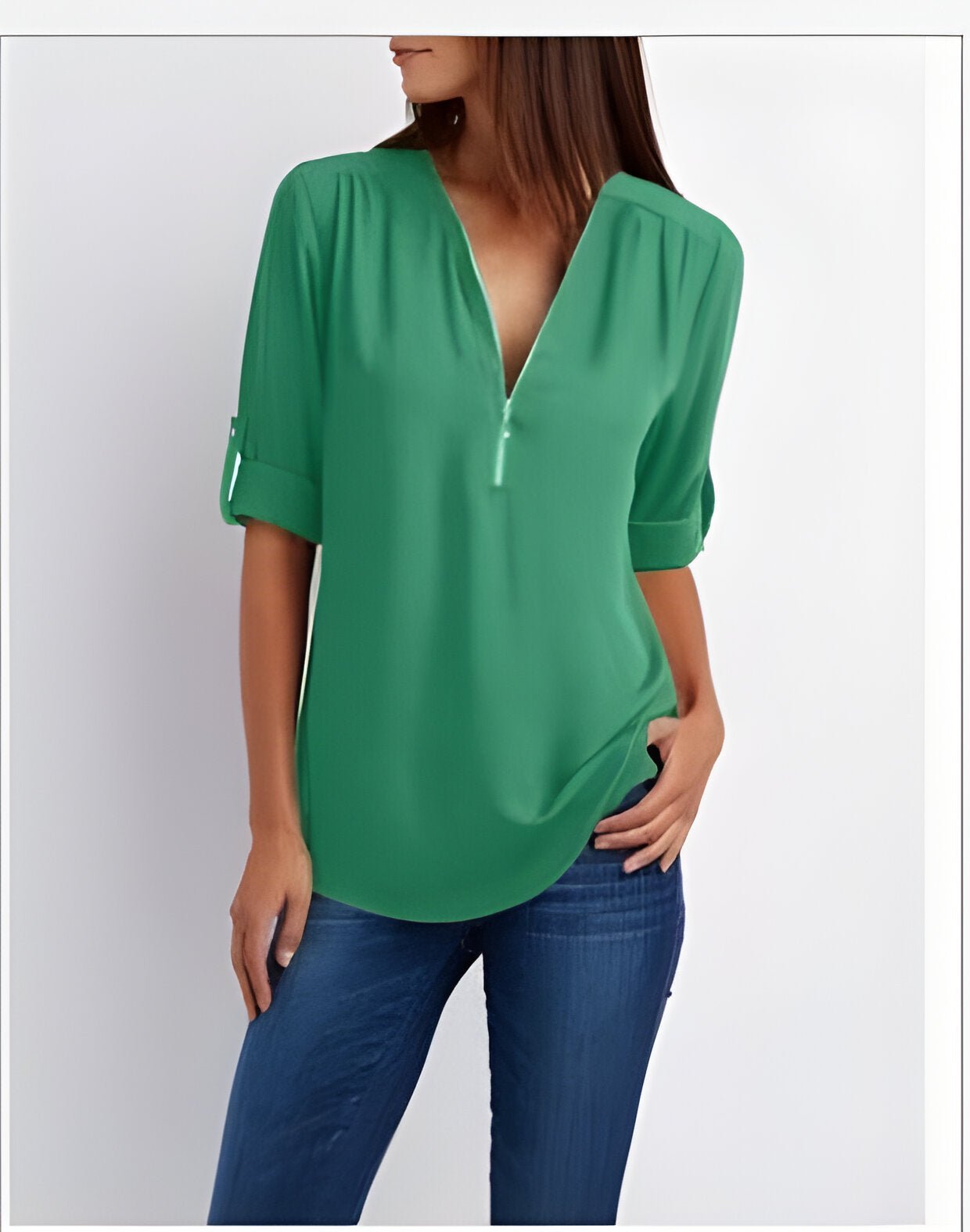 Amelie – Elegant Blouse with Half Zip