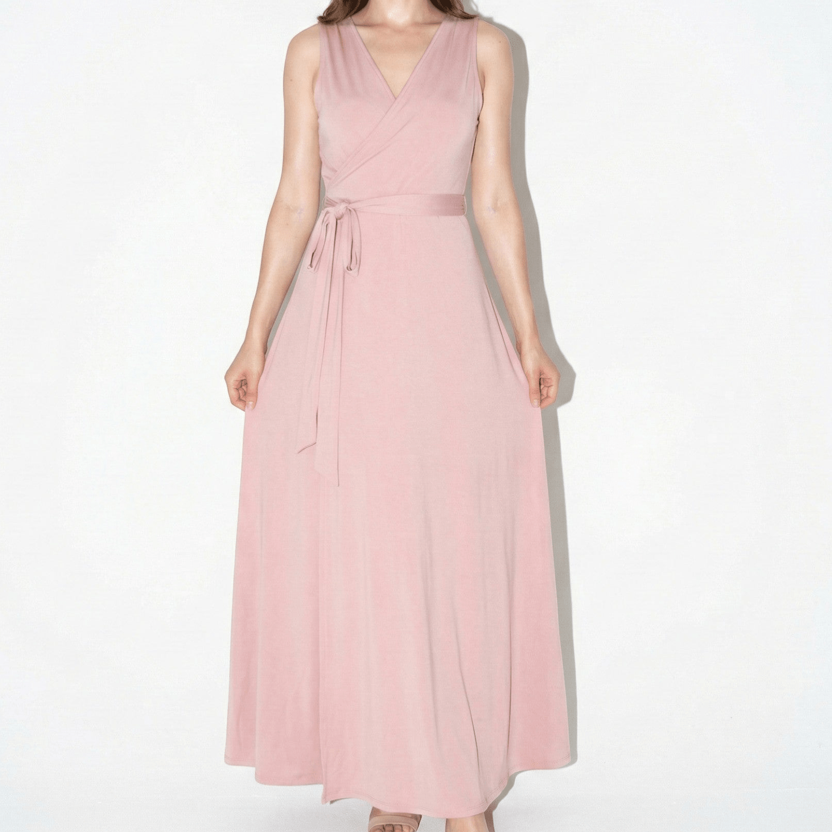 Anna - Women's Party Wrap Maxi Dress - Dress - Light Pink - Parker&Brooks