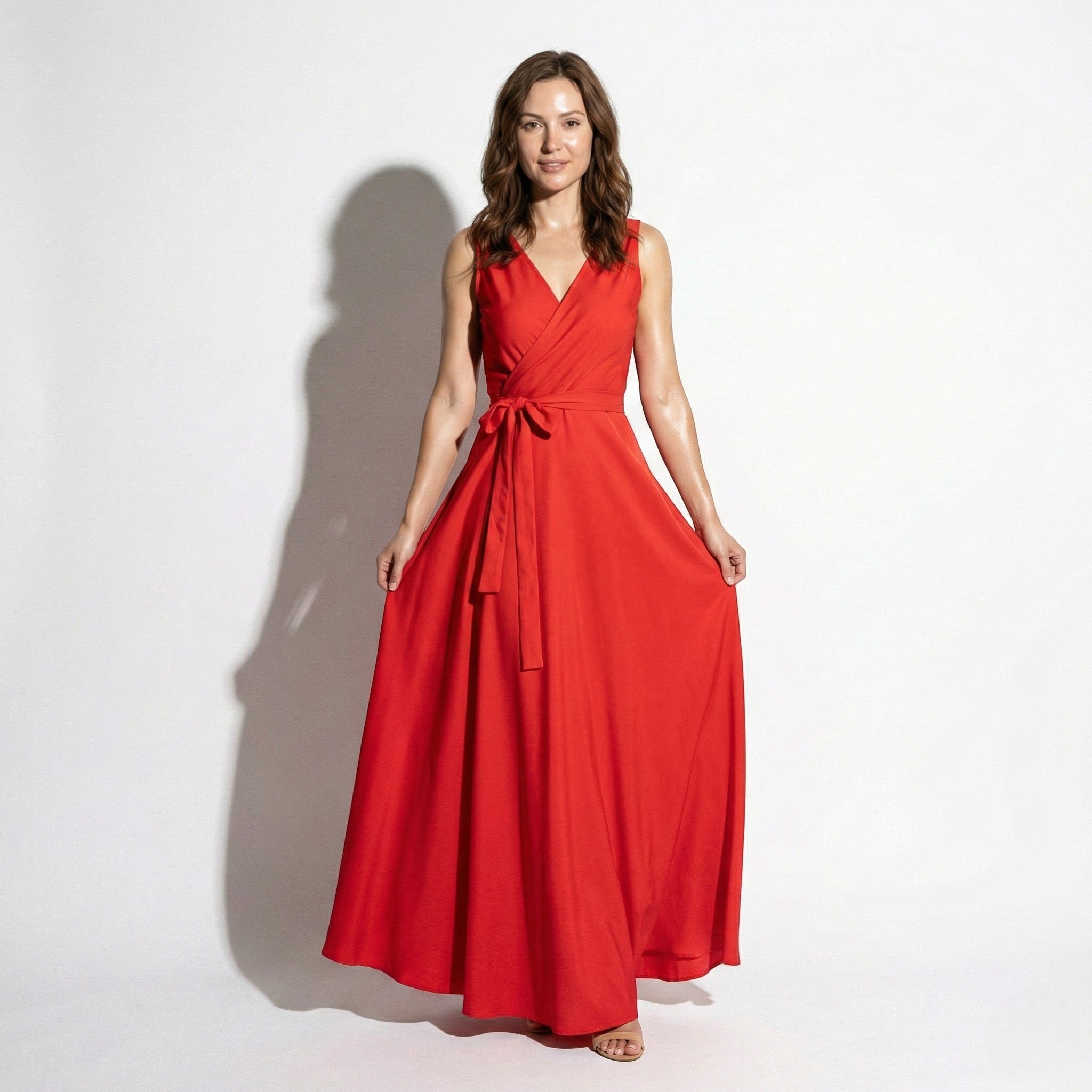 Anna - Women's Party Wrap Maxi Dress - Dress - Red - Parker&Brooks