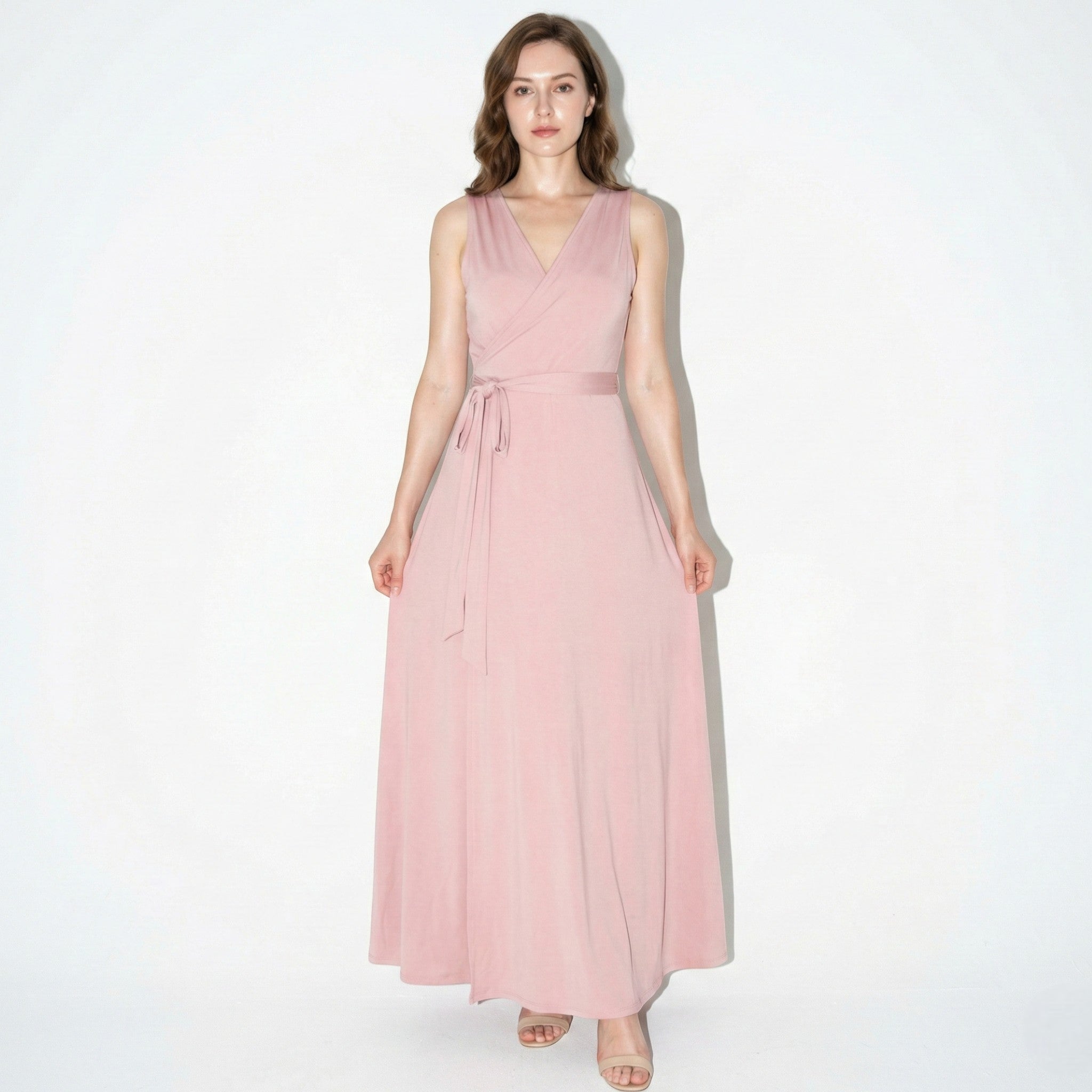 Anna - Women's Party Wrap Maxi Dress - Dress - Light Pink - Parker&Brooks
