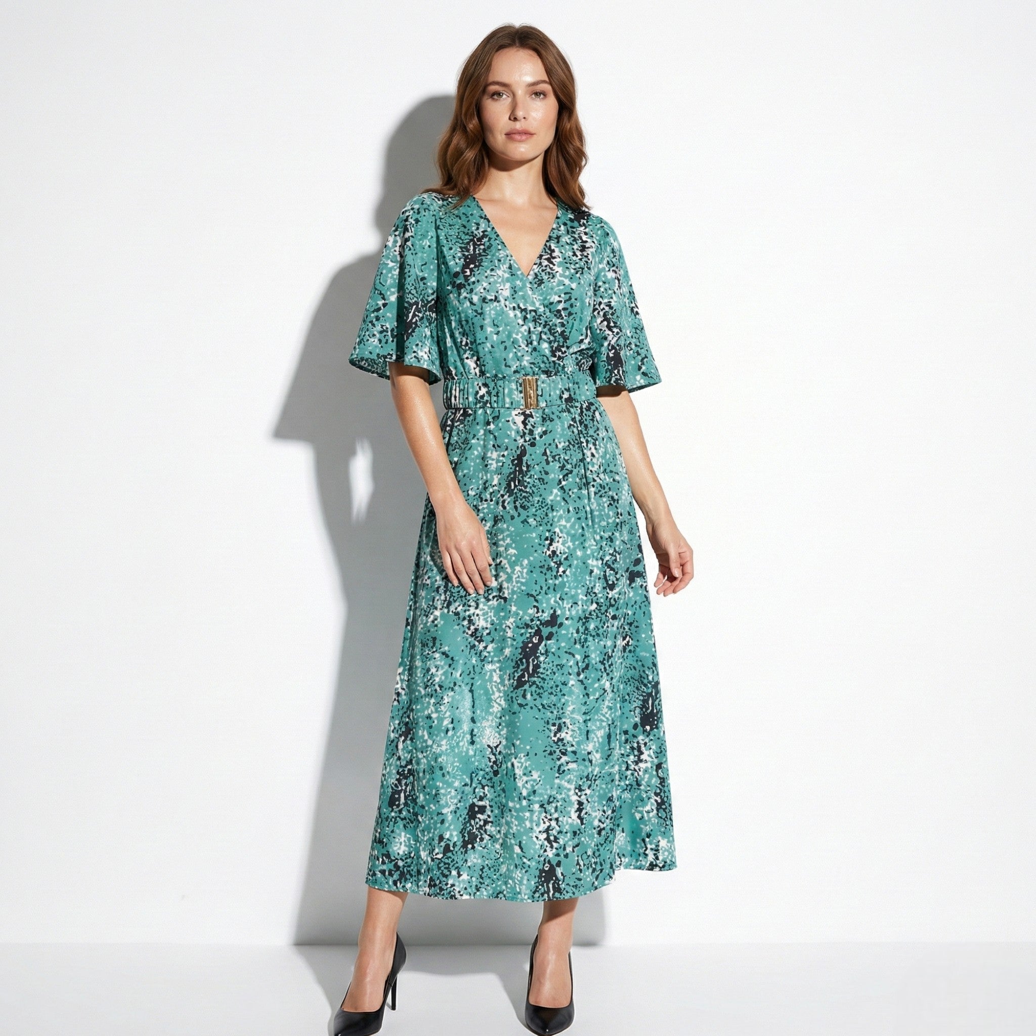 Annabelle - Women's Relaxed Printed Maxi Dress - Dress - Green - Parker&Brooks